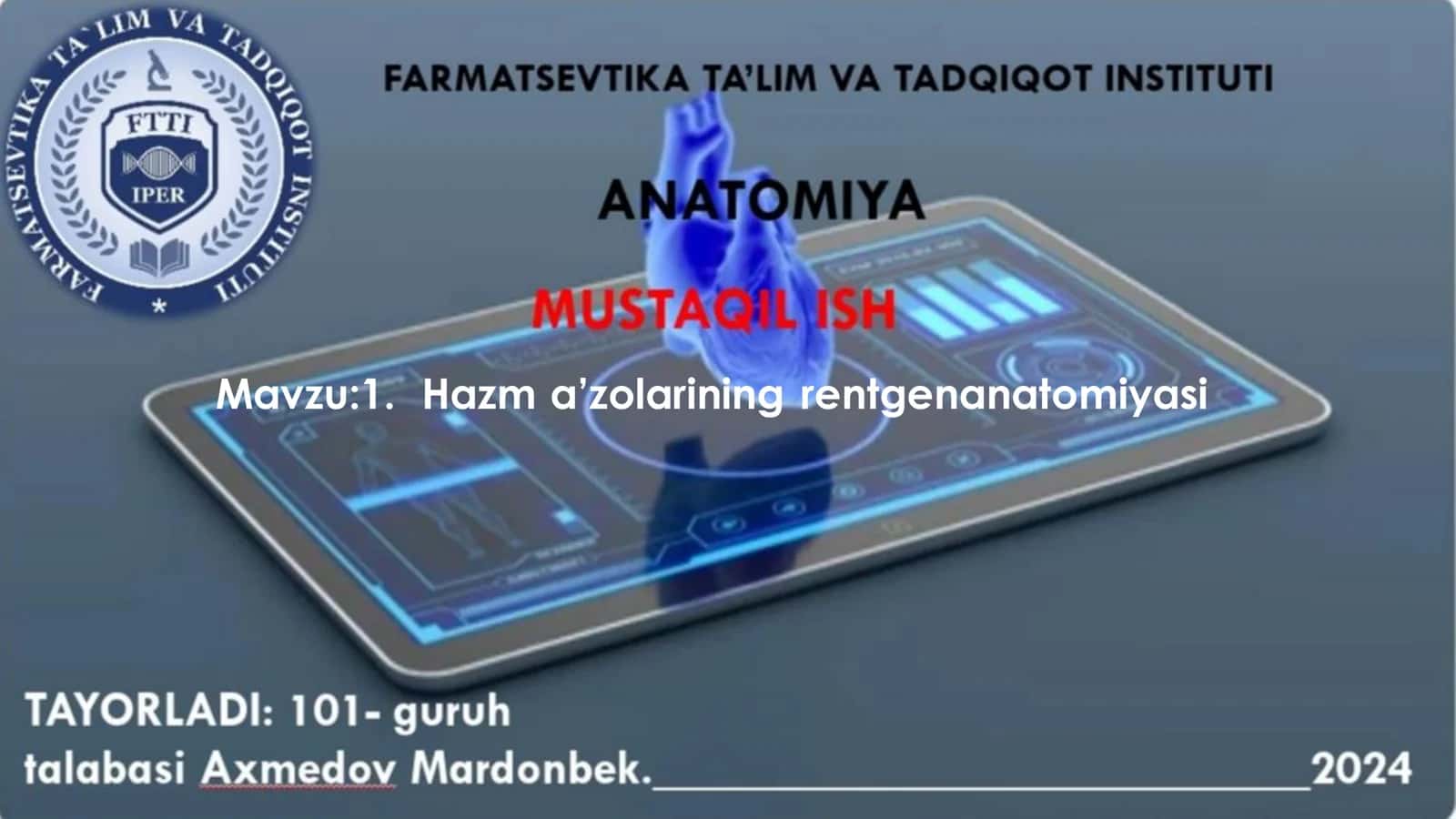 Hazm a’zolarining rentgenanatomiyasi 1