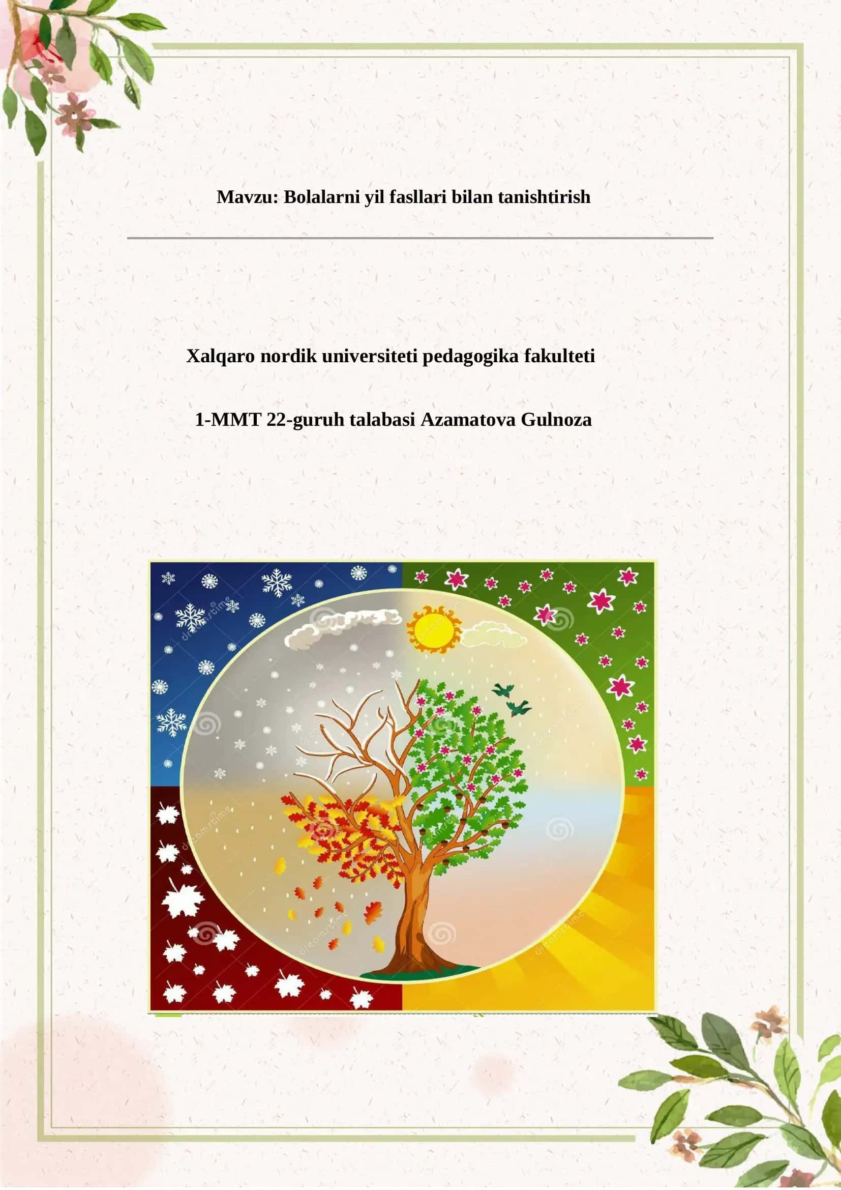 Bolalarni yil fasllari bilan tanishtirish 1