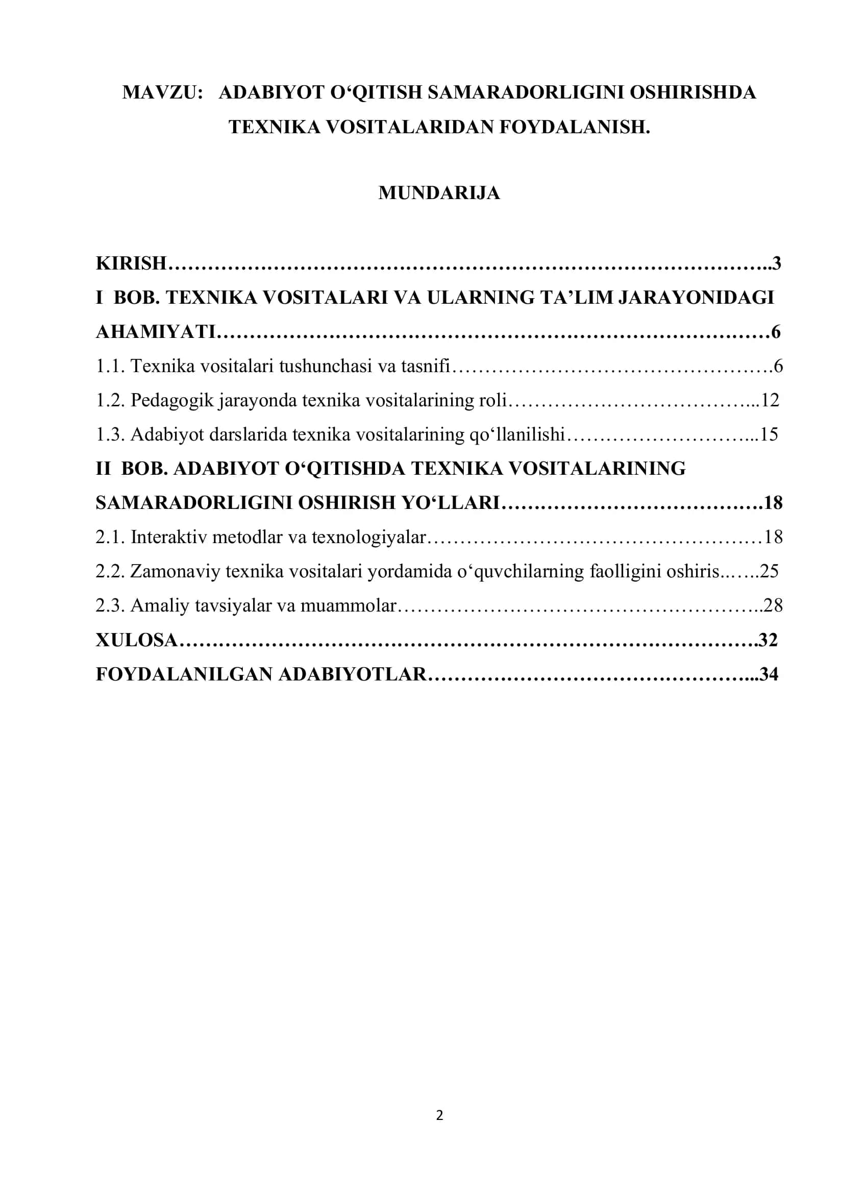 ADABIYOT O'QITISH SAMARADORLIGINI OSHIRISHDA TEXNIKA VOSITALARIDAN FOYDALANISH 1
