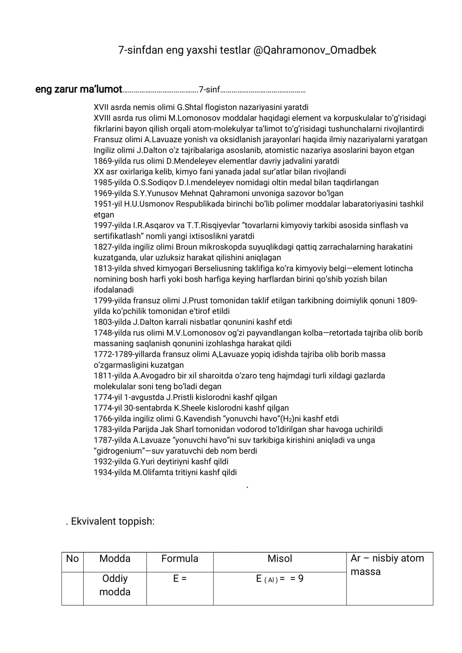 7 sinf kimyo eng zo'r savollari 1