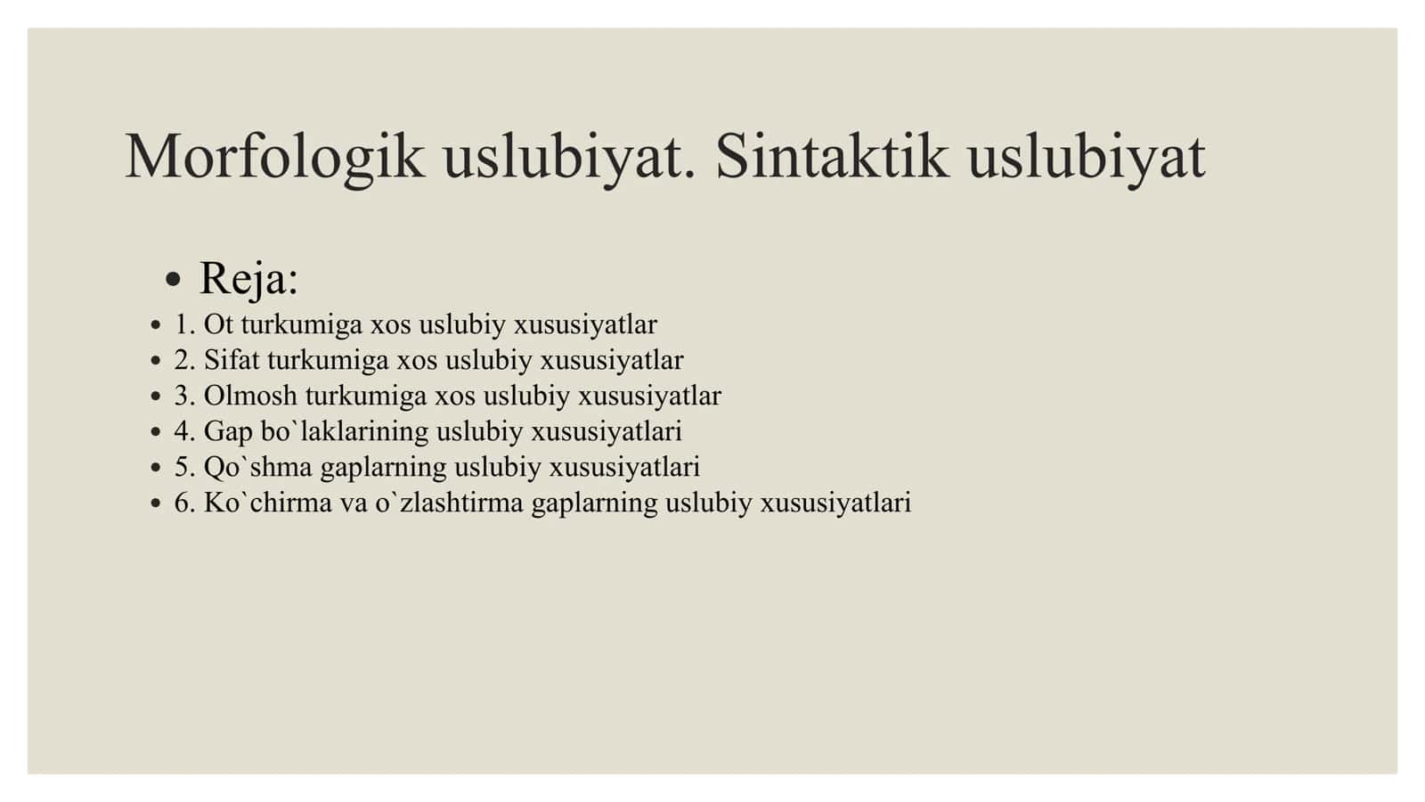 Morfologik uslubiyat. Sintaktik uslubiyat 1