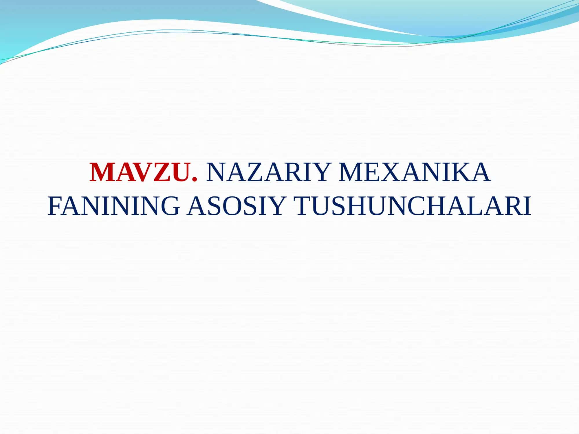 Nazariy mexanika 1