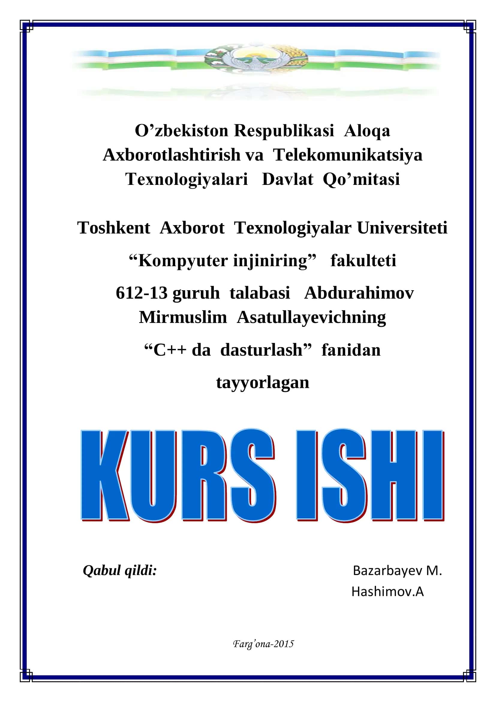 Omborxona tovarlari dasturini C++ Builder dasturida ishlash 1