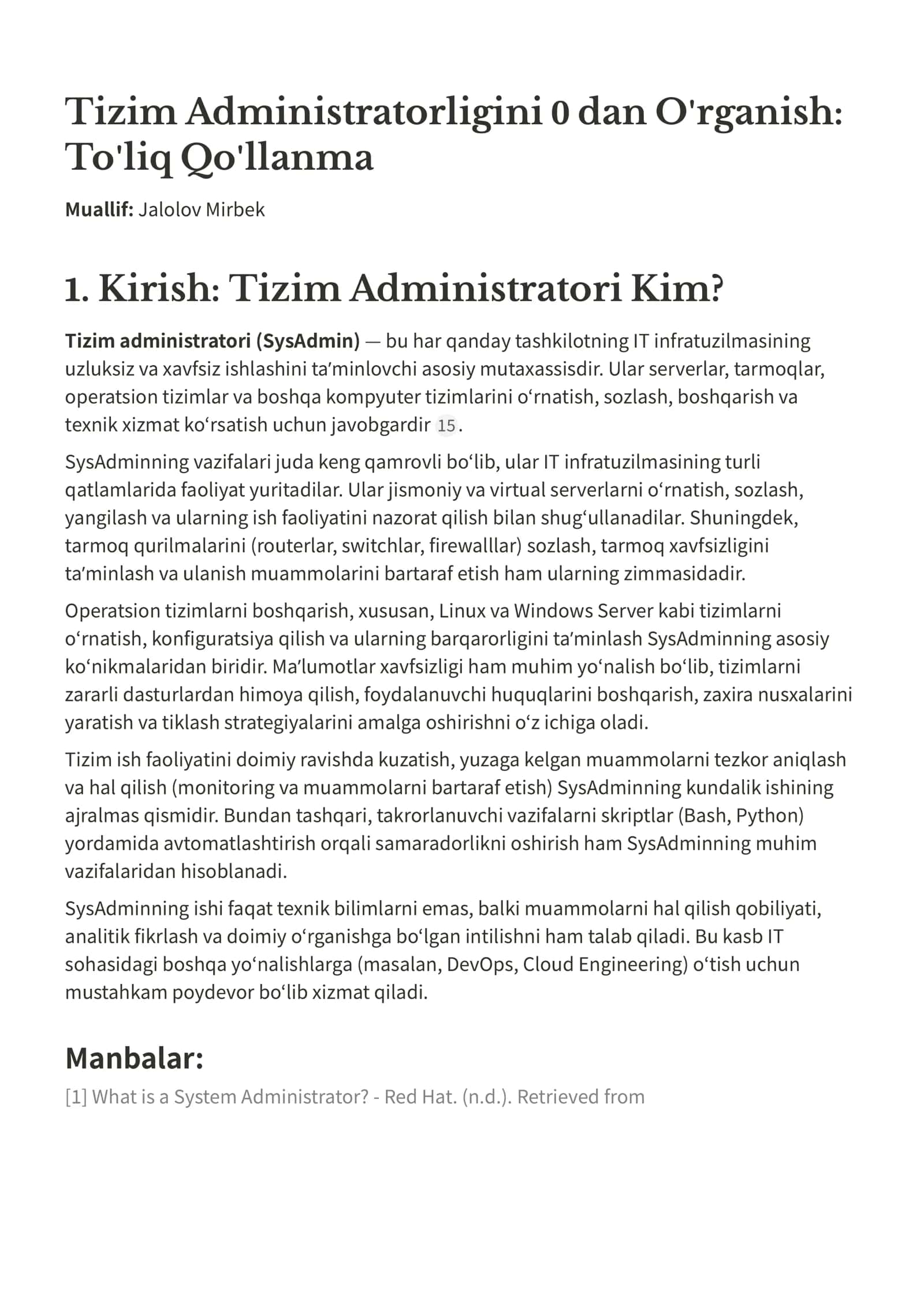 Tizim Administratorligini 0 dan O'rganish: To'liq Qo'llanma 1
