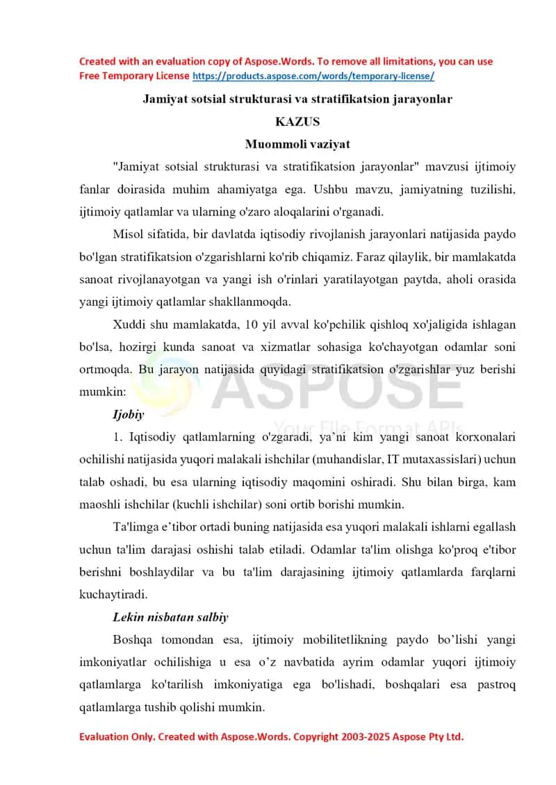 Jamiyat sotsial strukturasi va stratifikatsion jarayonlar 1