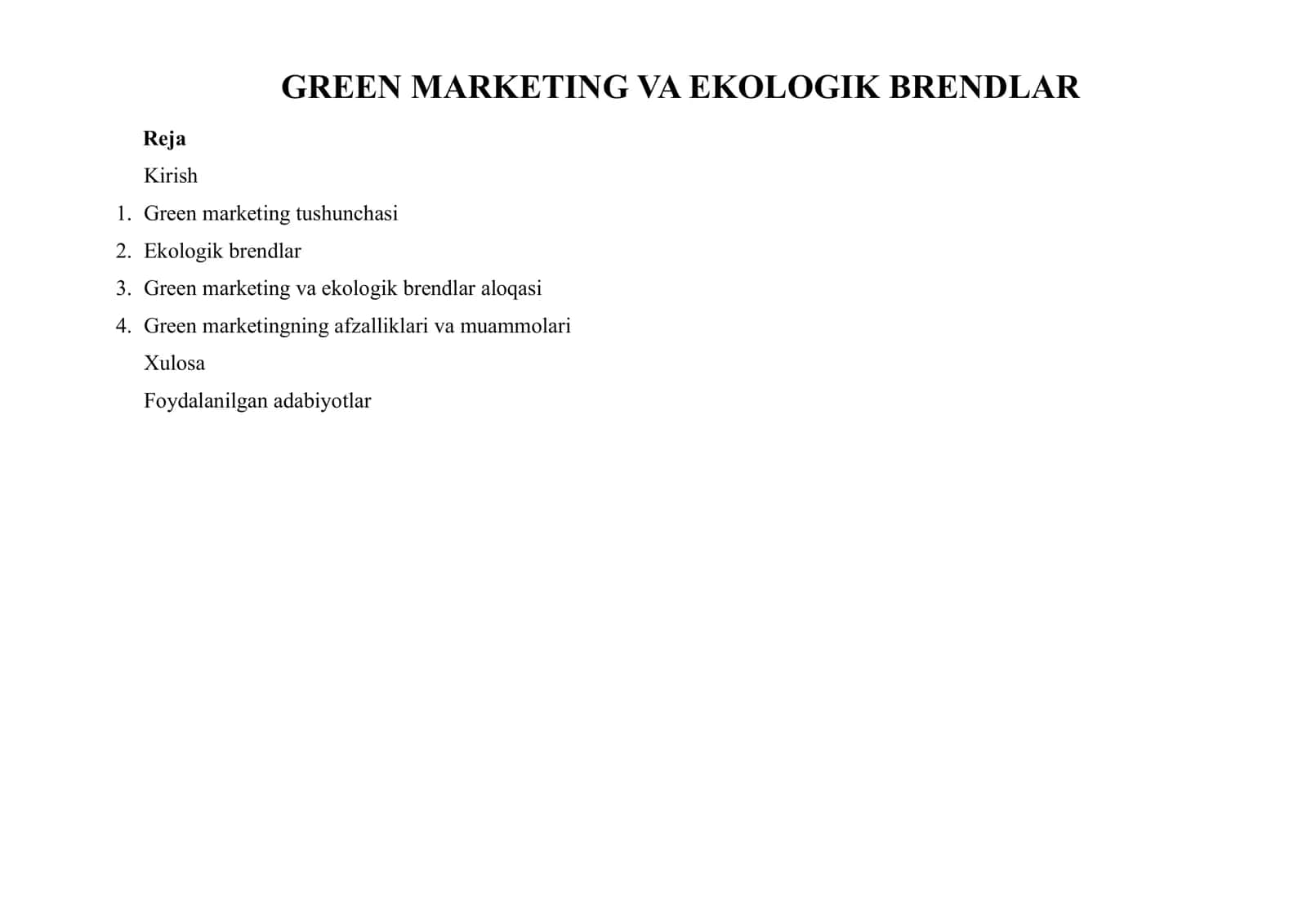 GREEN MARKETING VA EKOLOGIK BRENDLAR 1
