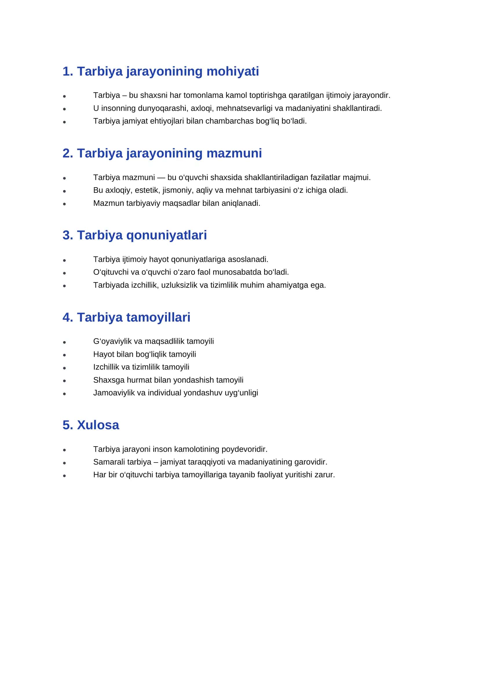 Tarbiya jarayonining mazmuni va mohiyati 1