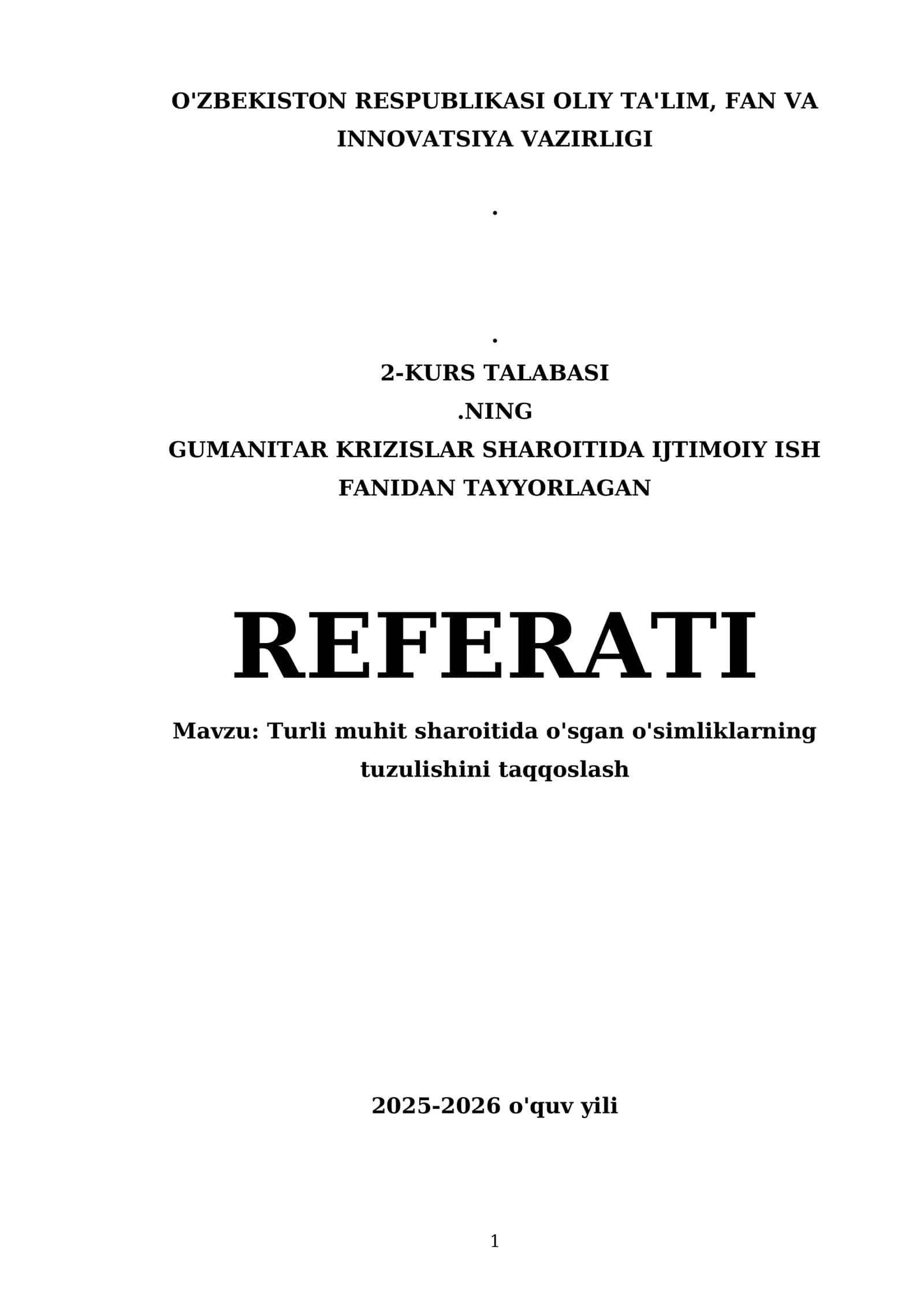 O'simliklarning tuzulishini taqqoslash 1