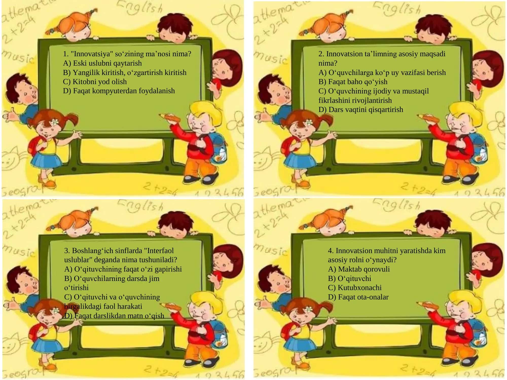 Tarqatma testlar uchun 1