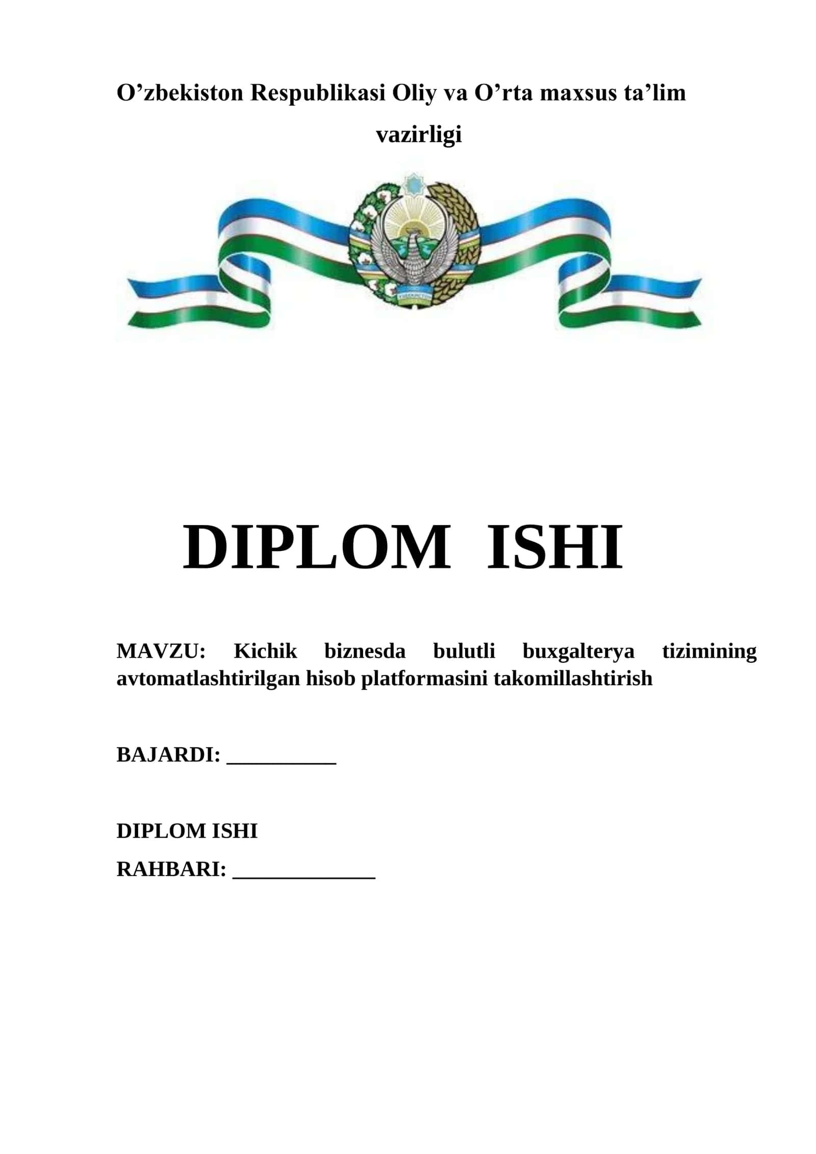 Kichik biznesda bulutli buxgalteriya tizimining avtomatlashtirilgan hisob platformasini takomillashtirish 1