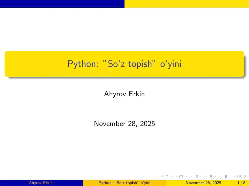 Python: ”So‘z topish” o‘yini 1