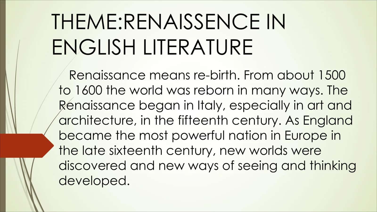 RENAISSENCE IN ENGLISH LITERATURE 1