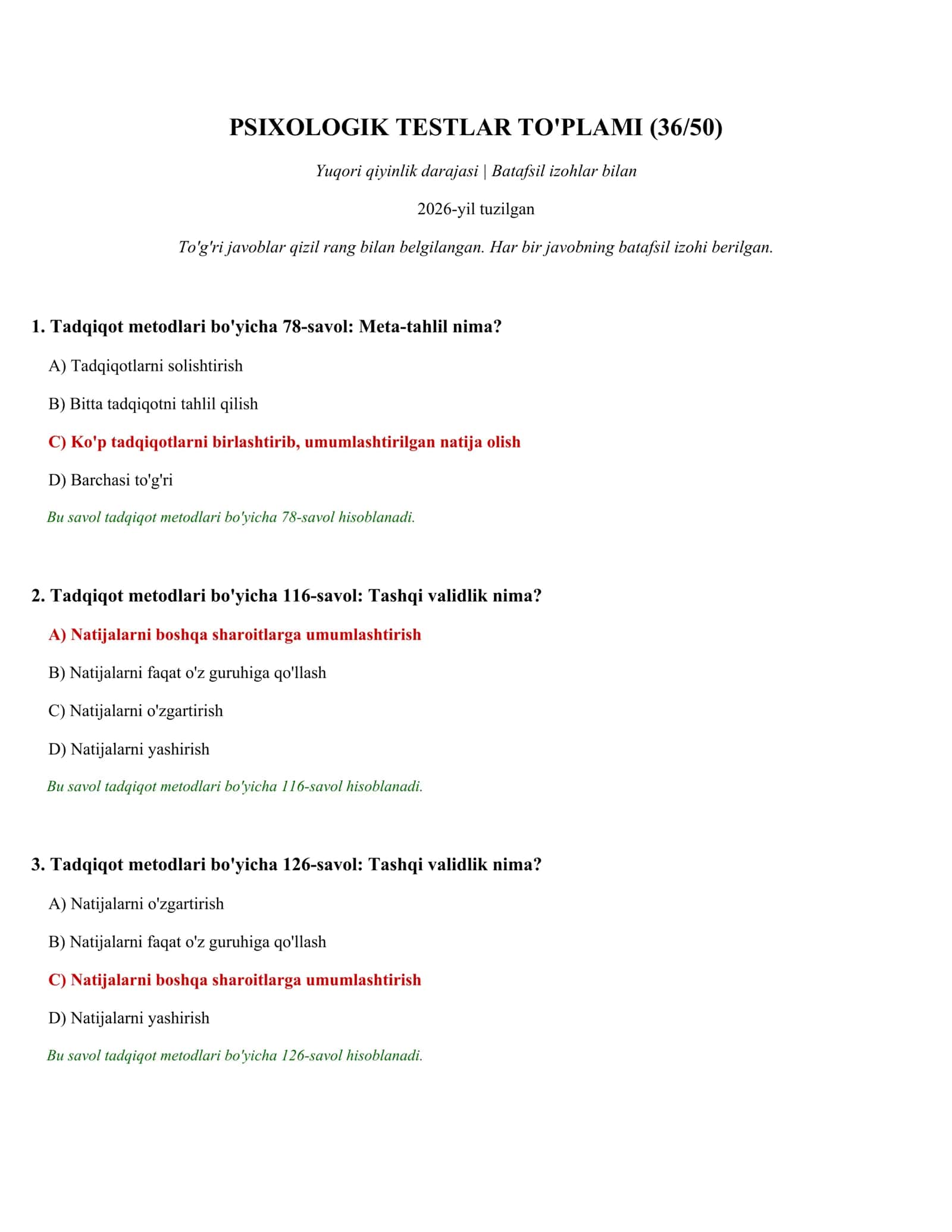 PSIXOLOGIK TESTLAR TO'PLAMI (36/50) 1