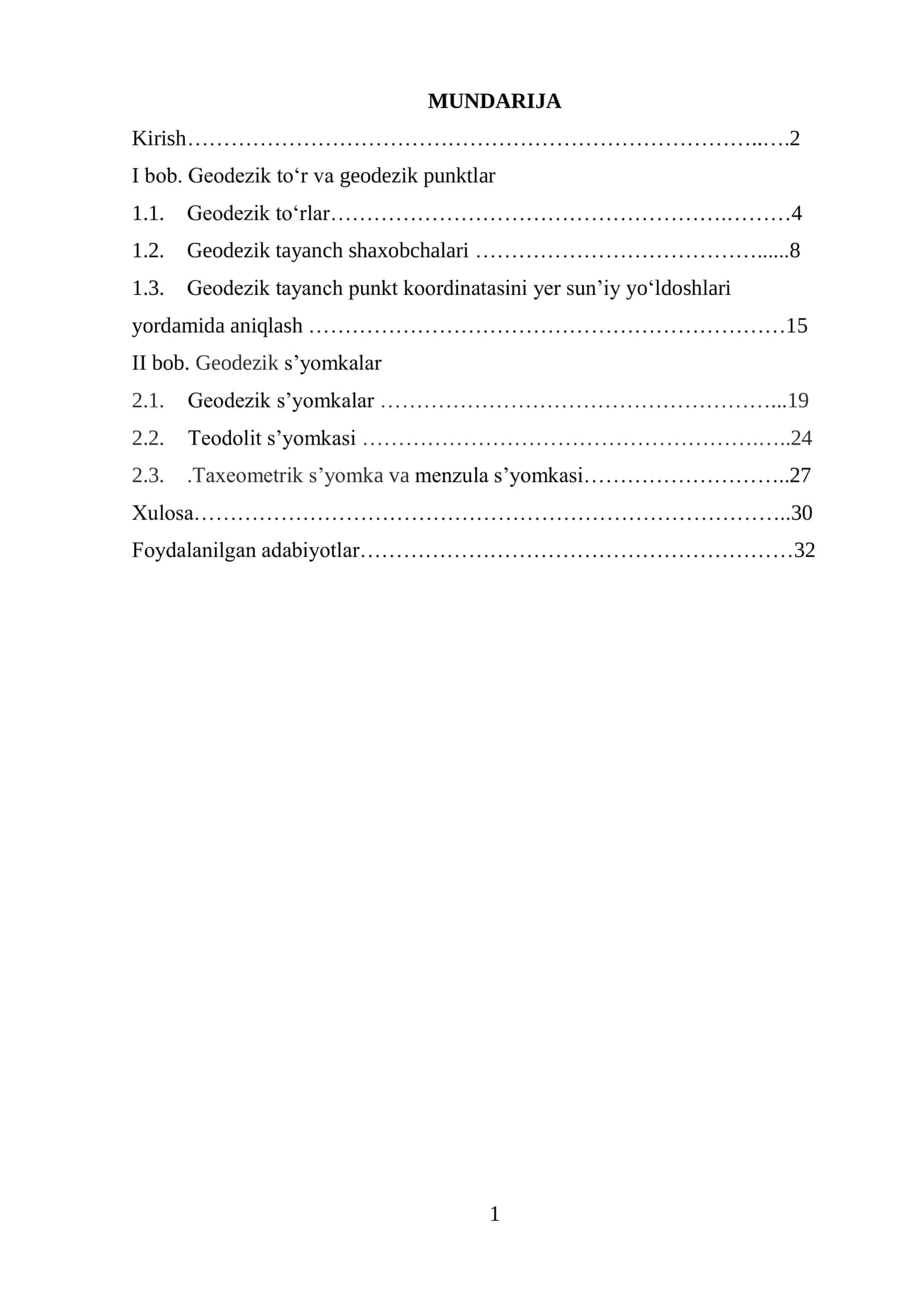Geodeziya fanining davlat boshqaruvi 1