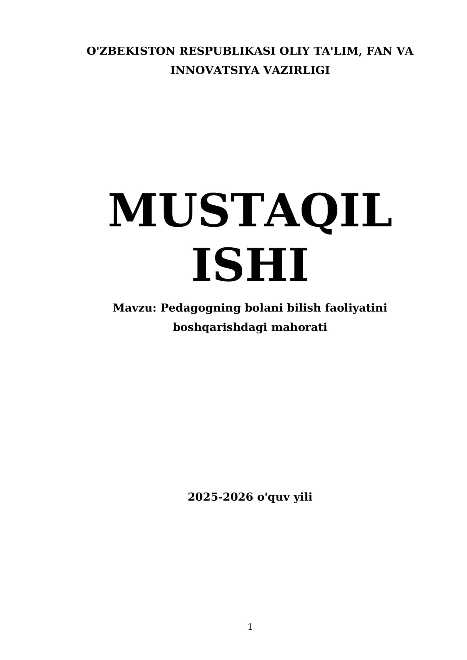 Pedagogning bolani bilish faoliyatini boshqarishdagi mahorati 1