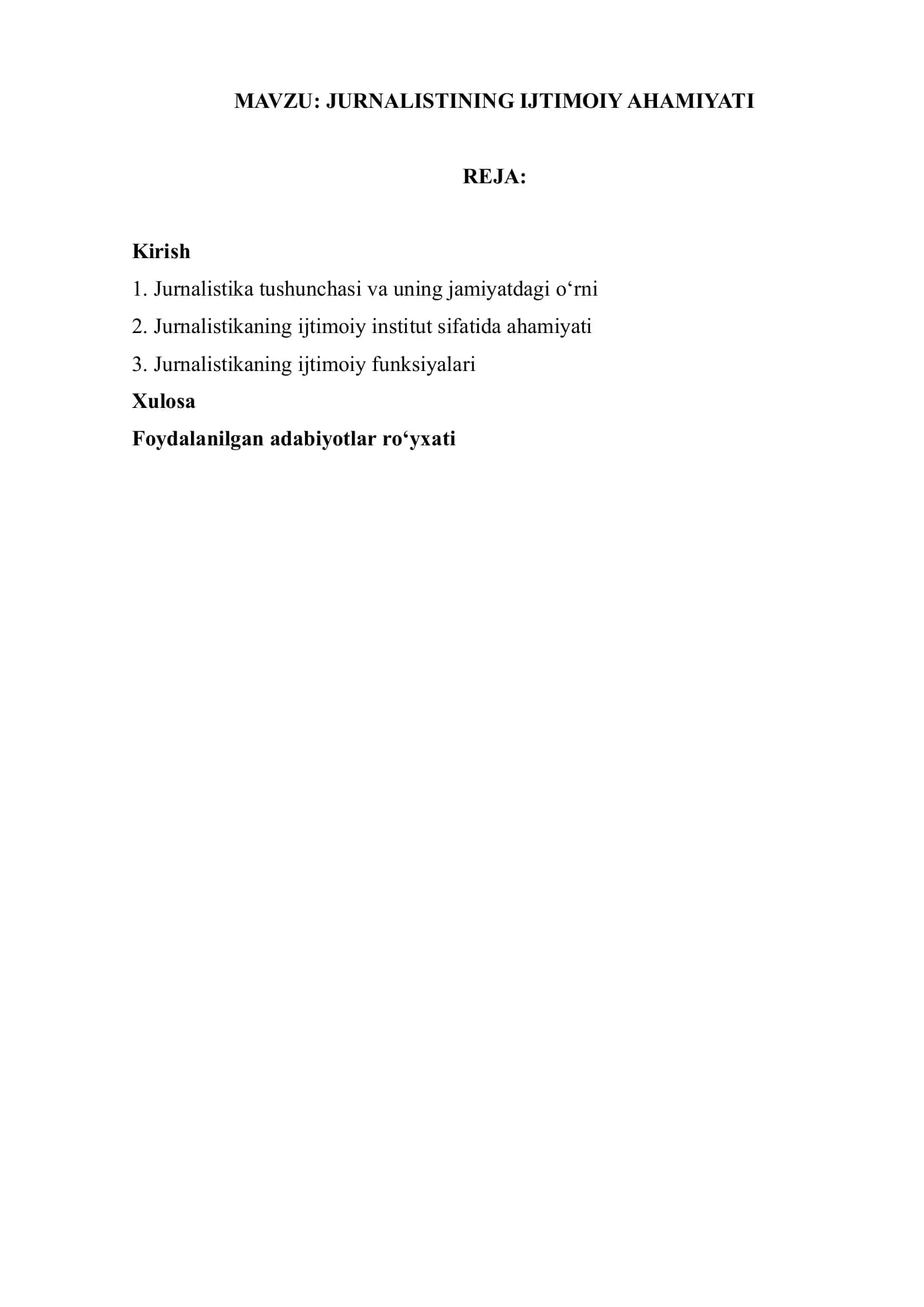 JURNALISTINING IJTIMOIY AHAMIYATI 1