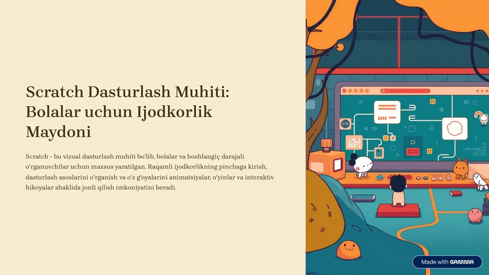 Scratch Dasturlash Muhiti: Bolalar uchun Ijodkorlik Maydoni 1