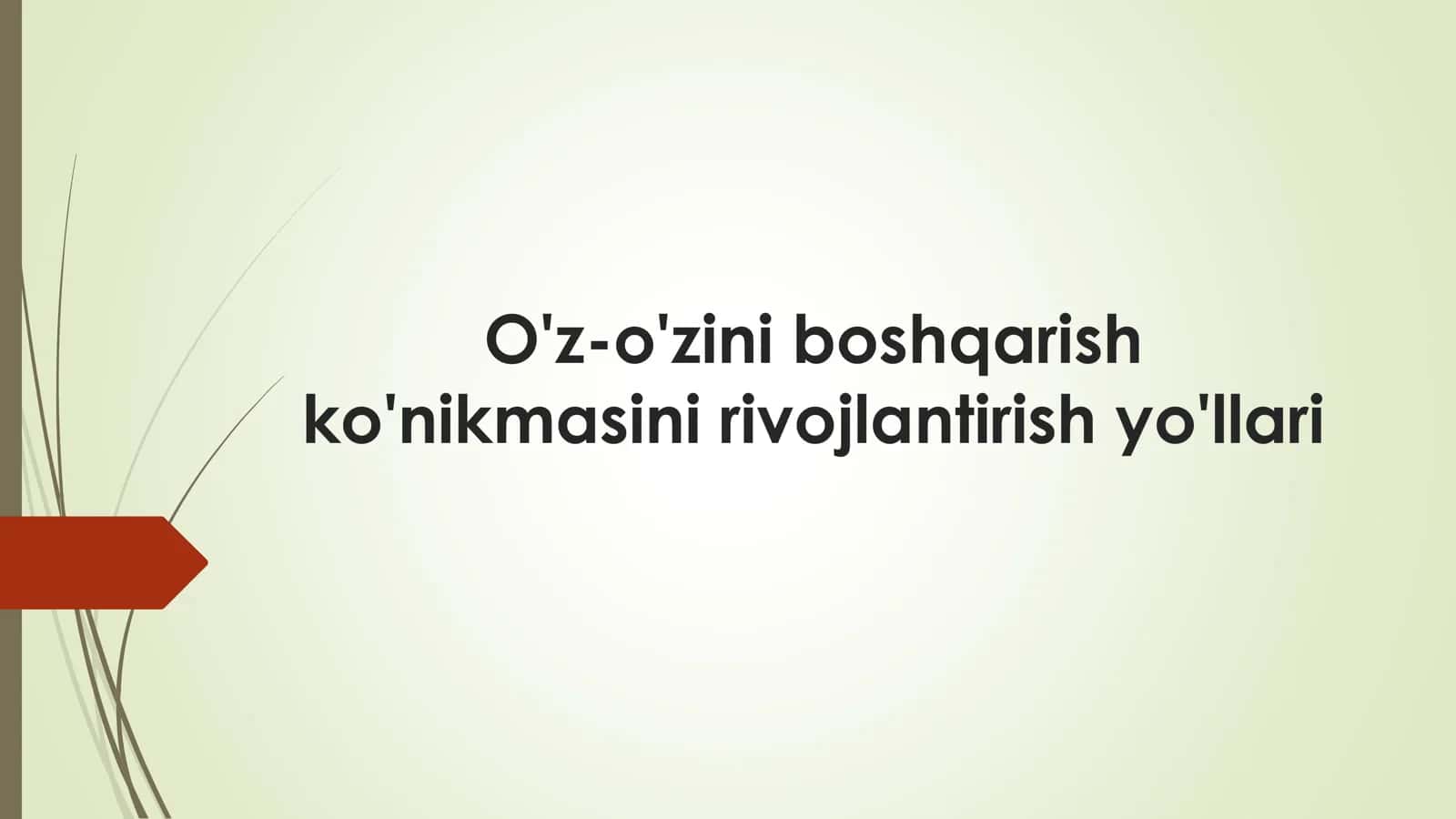 O'z-o'zini boshqarish ko'nikmasini rivojlantirish yo'llari 1