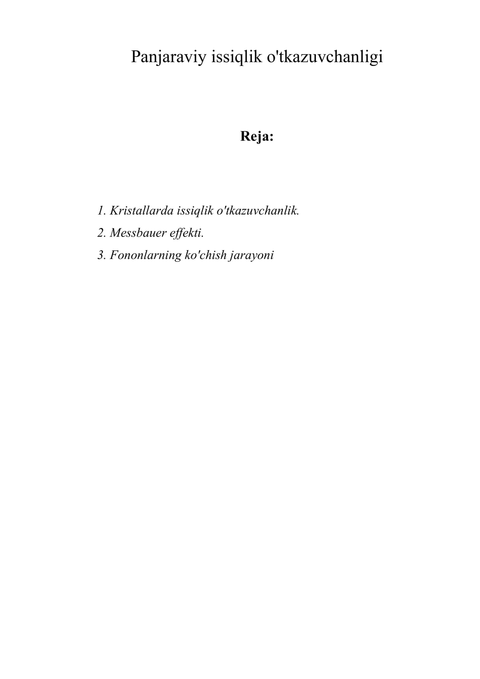 Panjaraviy issiqlik o'tkazuvchanligi 1