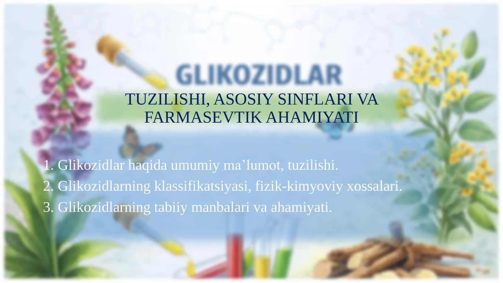 Glikozidlar. Tuzilishi, xossalar, ahamiyati. 1