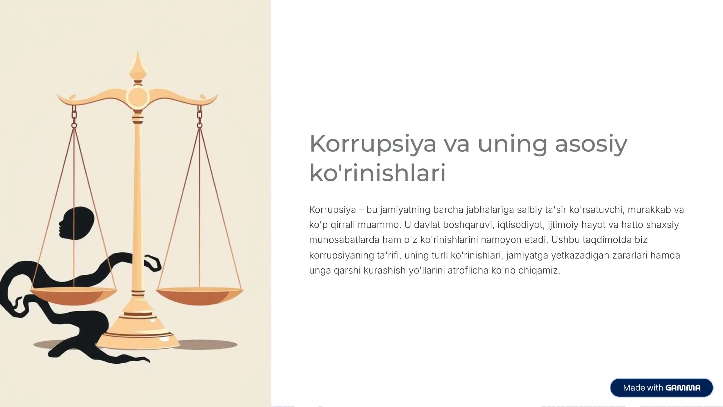 Korrupsiya va uning asosiy ko'rinishlari 1