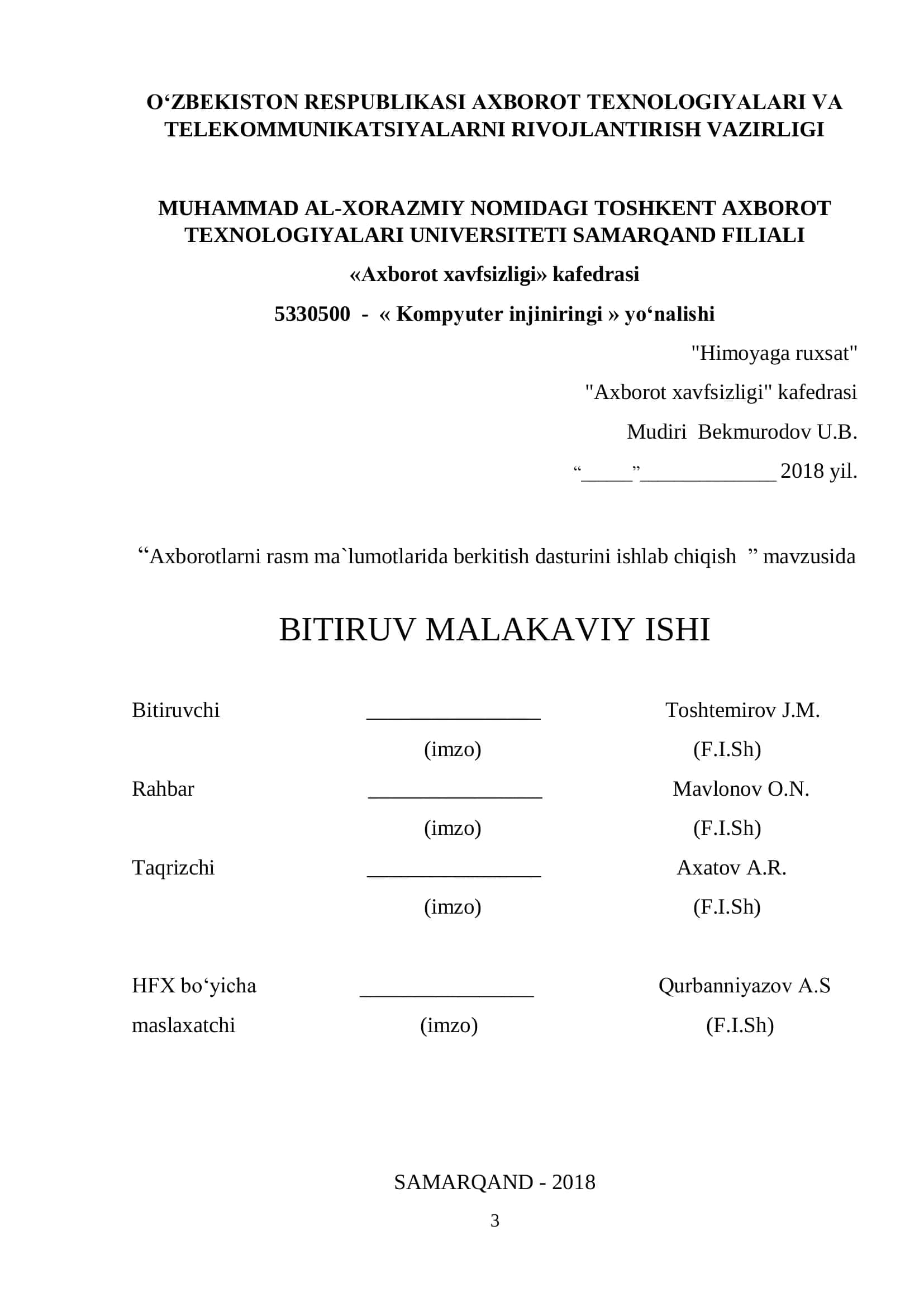 Axborotlarni rasm ma`lumotlarida berkitish dasturini ishlab chiqish 1