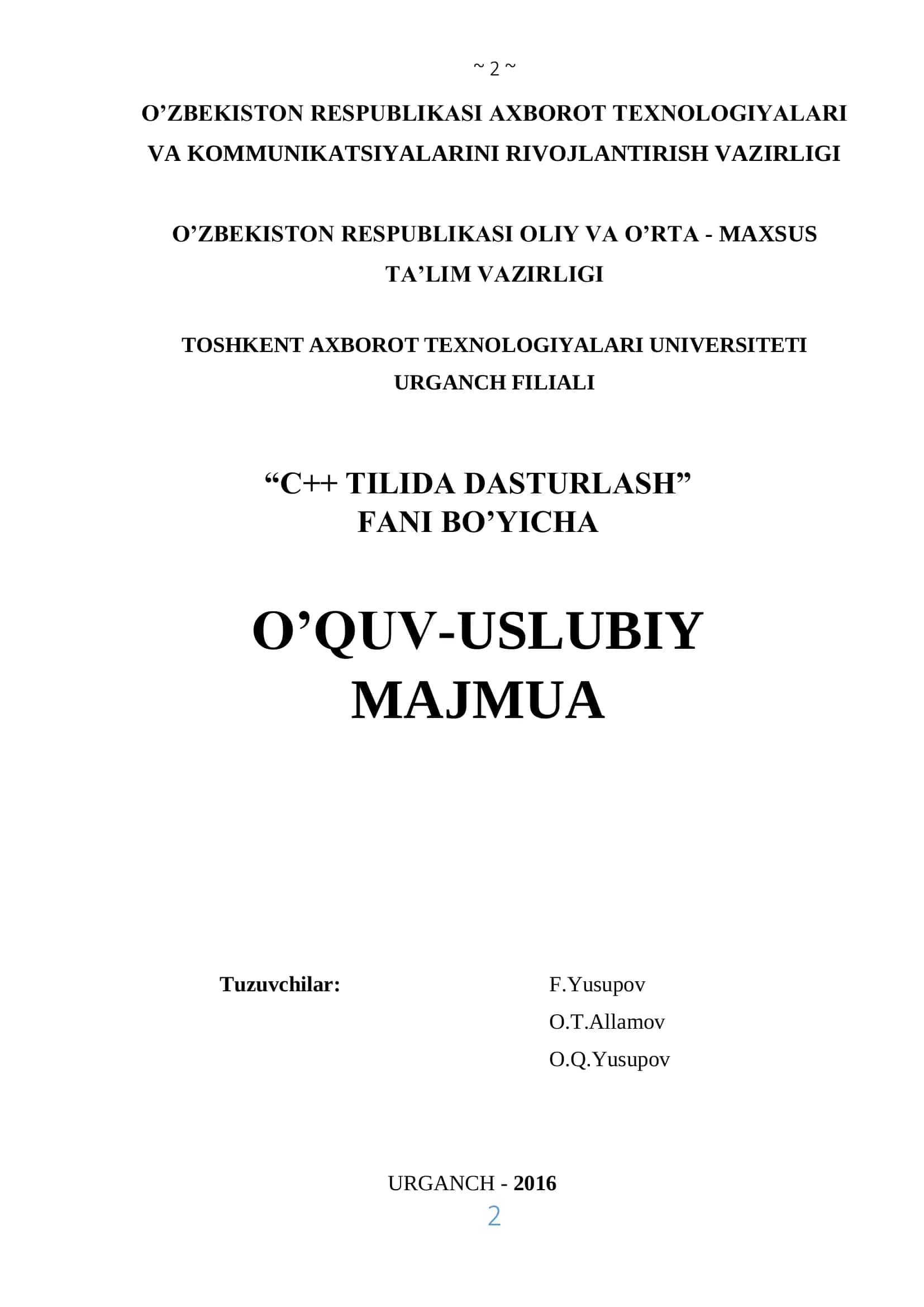 MUSTAQIL TA’LIM MAVZULARI 1