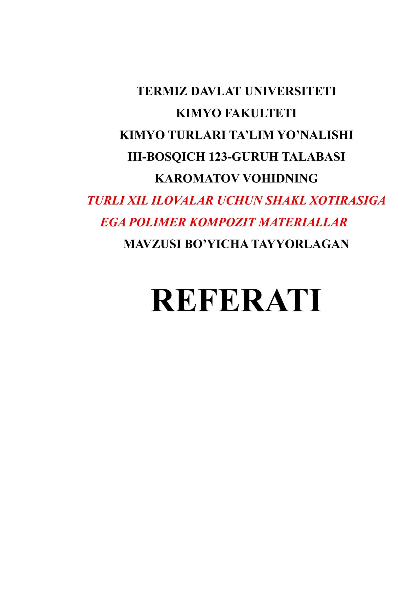 Polimer Kompozit Materiallar Referati 1