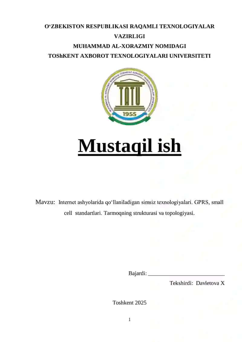 Internet ashyolarida qo‘llaniladigan simsiz texnologiyalari