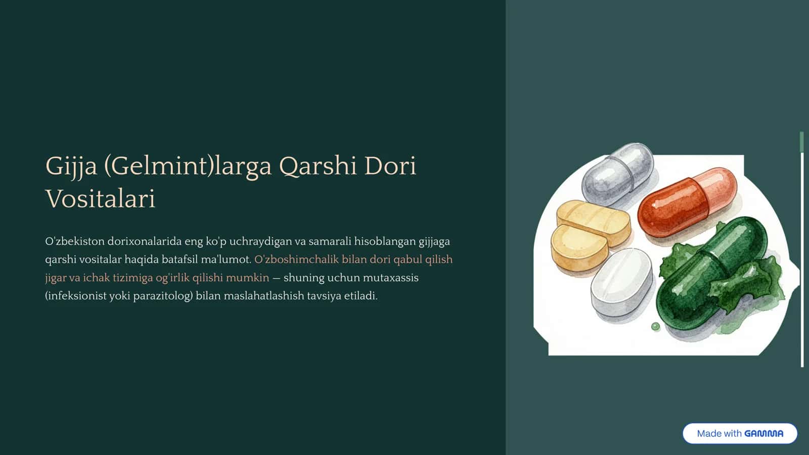 Gijja (Gelmint)larga Qarshi Dori Vositalari 1