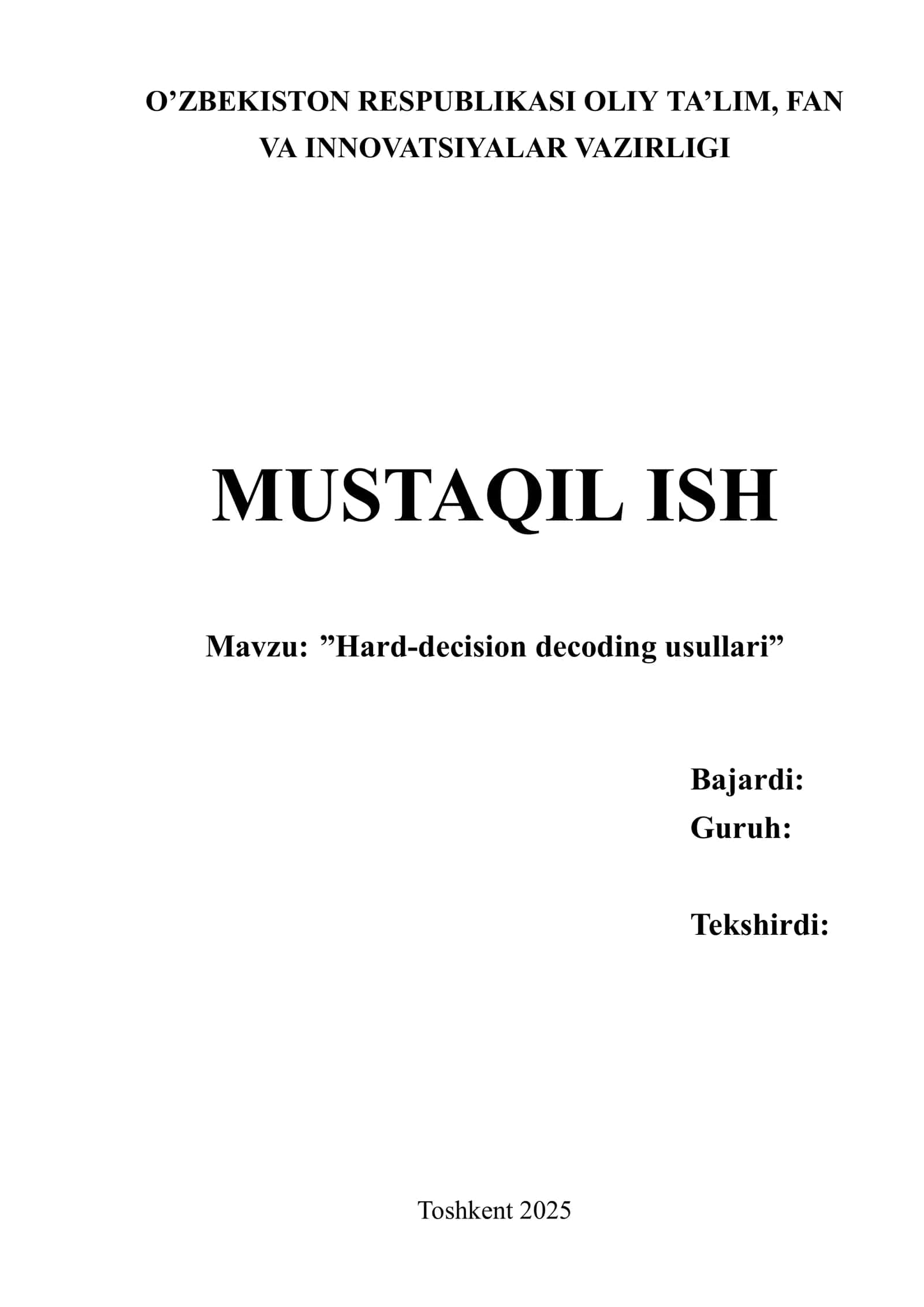 Hard-decision decoding usullari 1