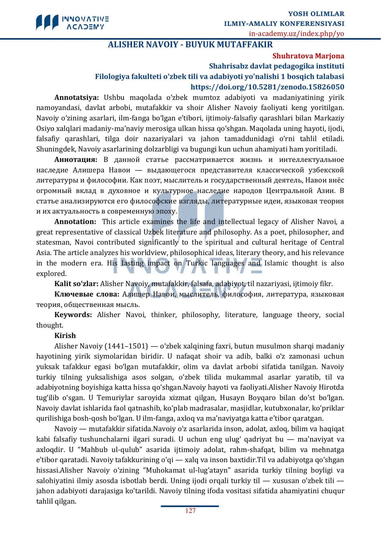 Alisher Navoiy buyuk mutaffakir 1