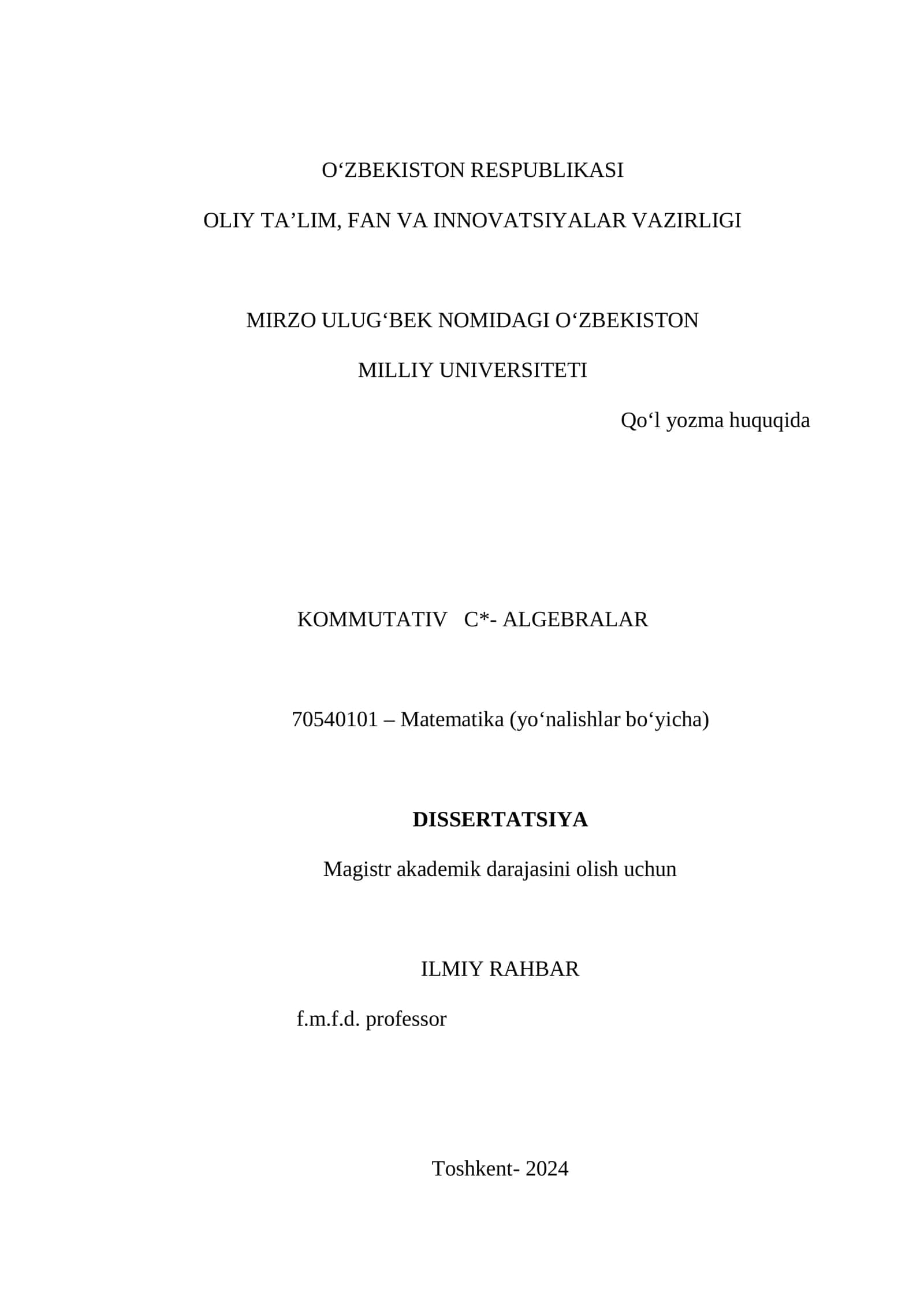 KOMMUTATIV   C- ALGEBRALAR 1