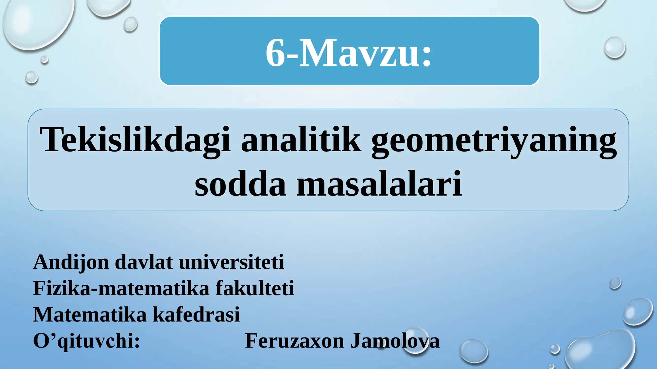 Tekislikdagi analitik geometriyaning sodda masalalari 1