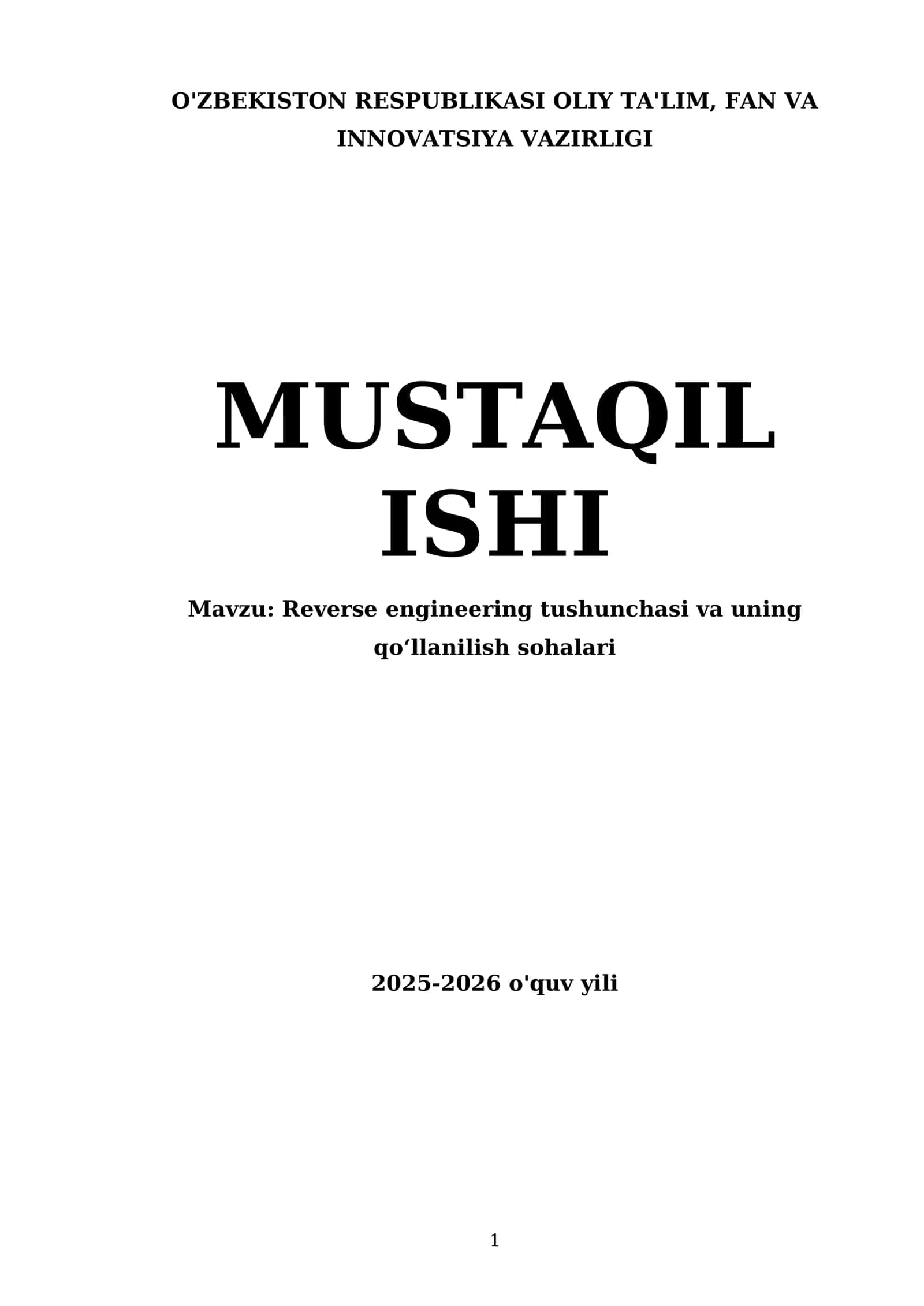 Reverse engineering tushunchasi va uning qo‘llanilish sohalari 1
