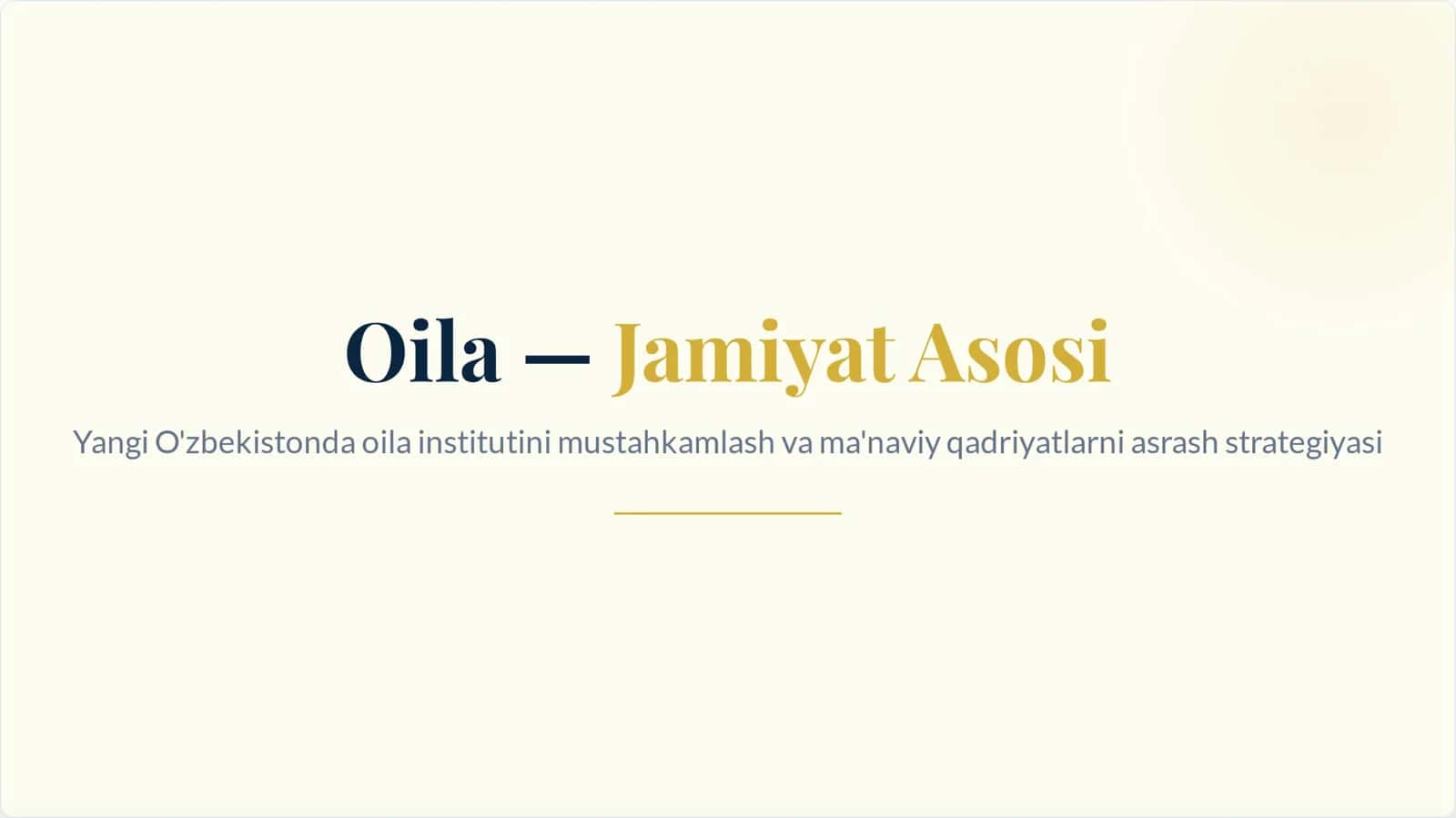 Oila - Jamiyat Asosi 1