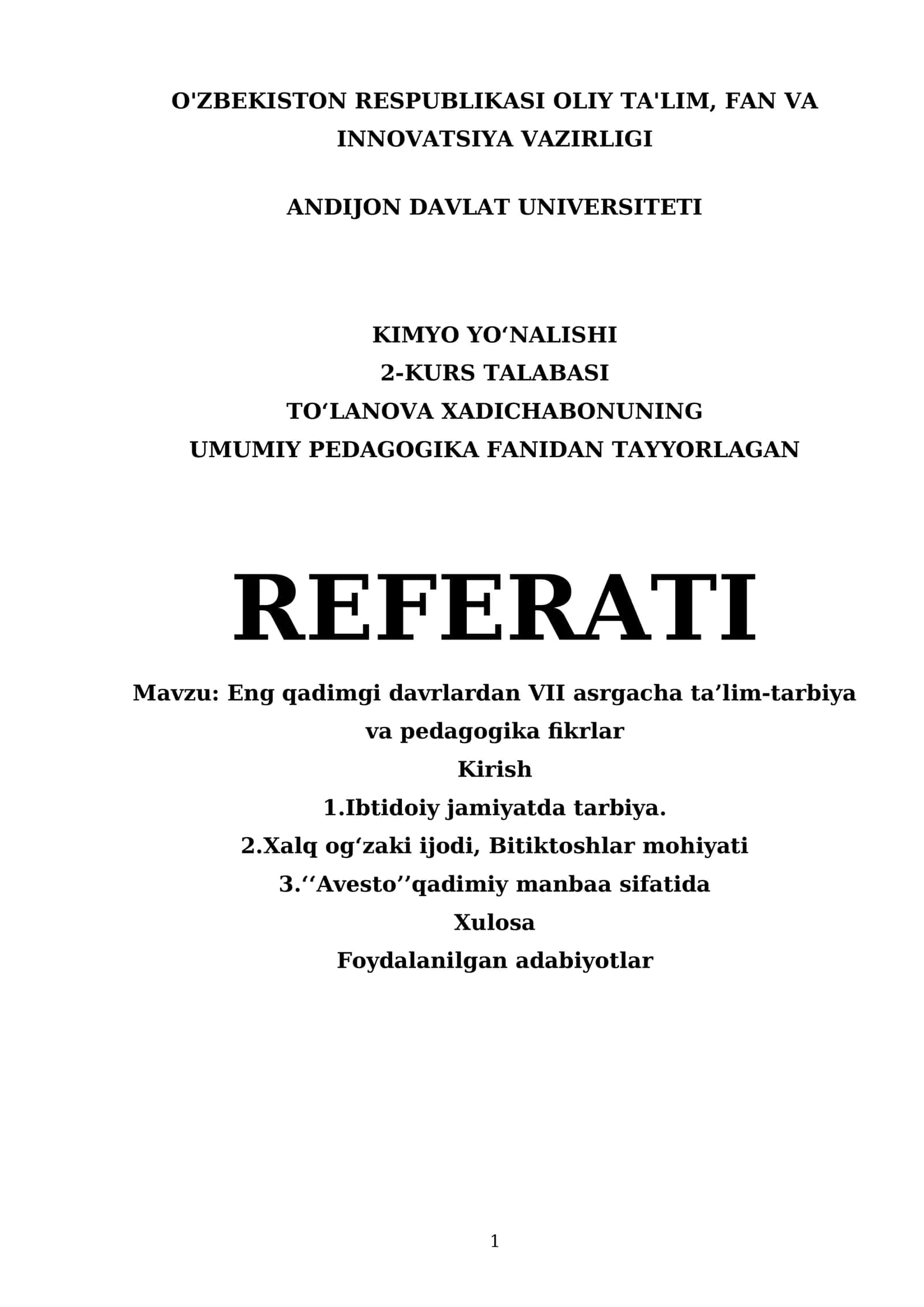 Eng qadimgi davrlardan VII asrgacha ta’lim-tarbiya va pedagogika fikrlar 1