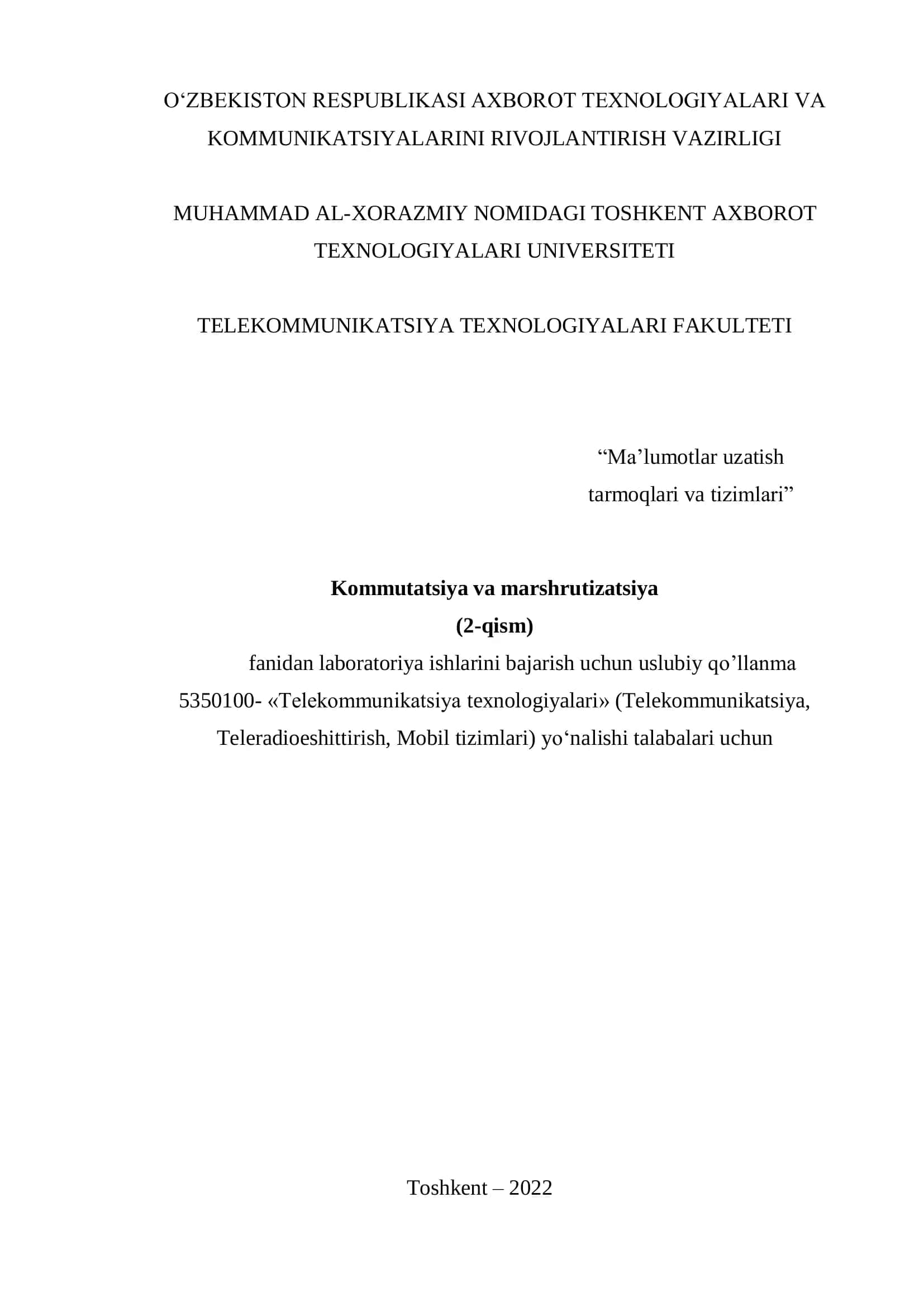 Kommutatsiya va marshrutizatsiya (2-qism) 1