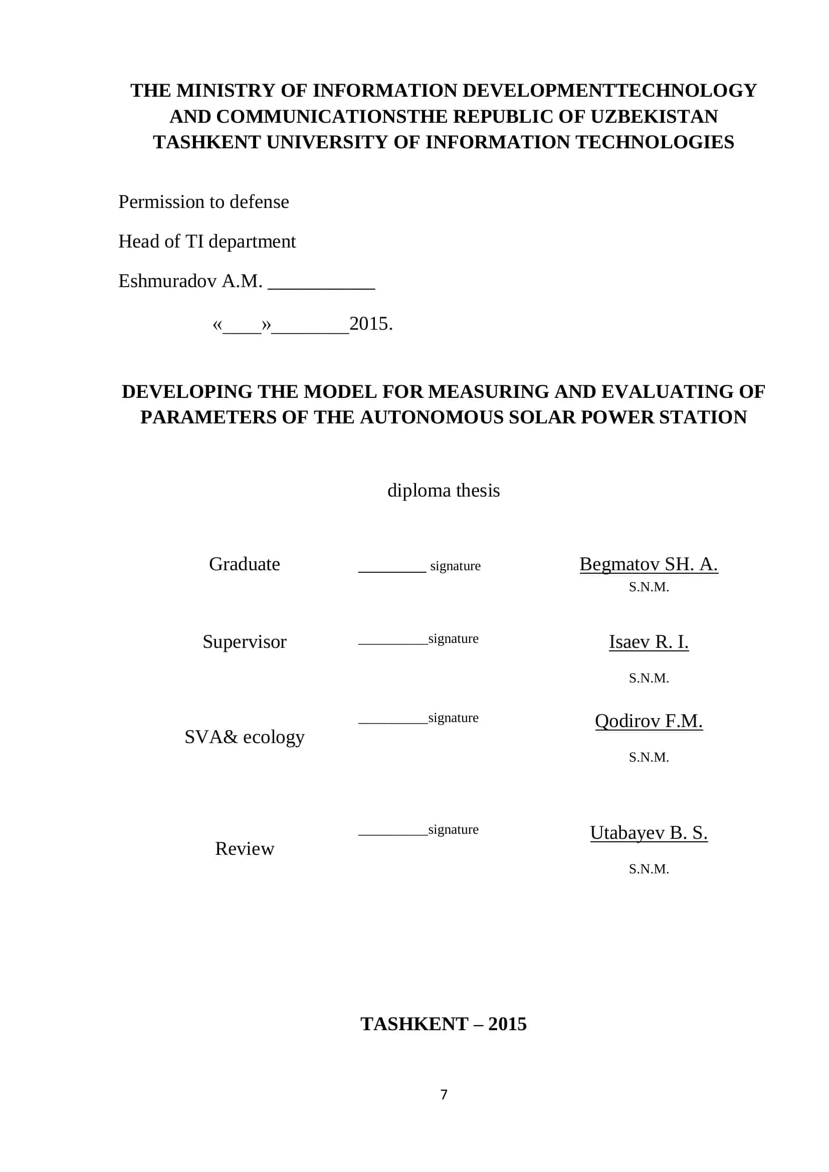 Model for Measuring and Evaluating Parameters of Autonomous Solar Power Station 1