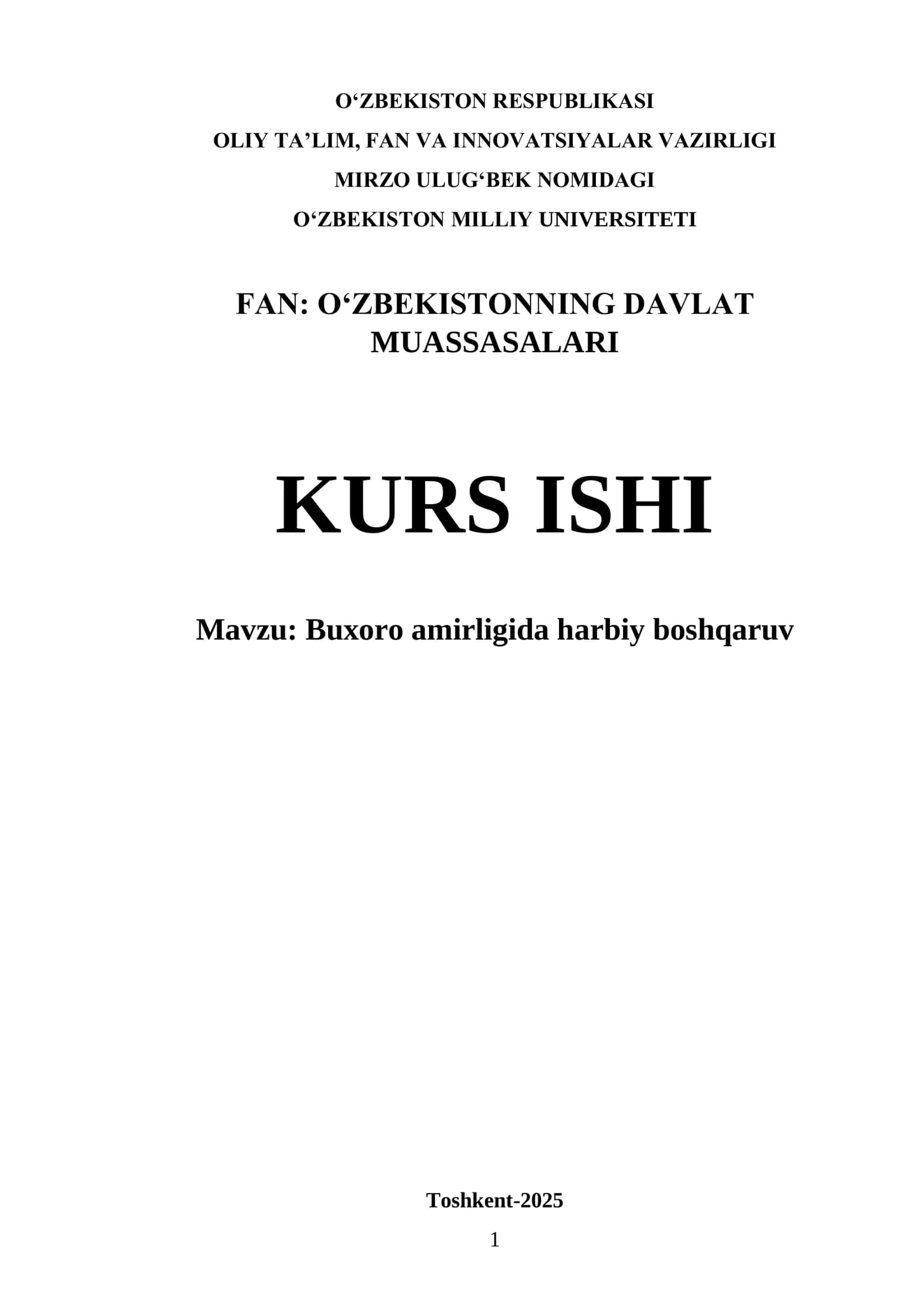 Buxoro amirligida harbiy boshqaruv 1