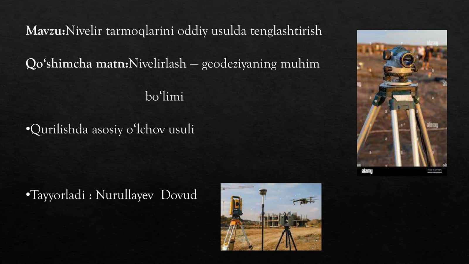 Nivelir tarmoqlarini oddiy usulda tenglashtirish 1
