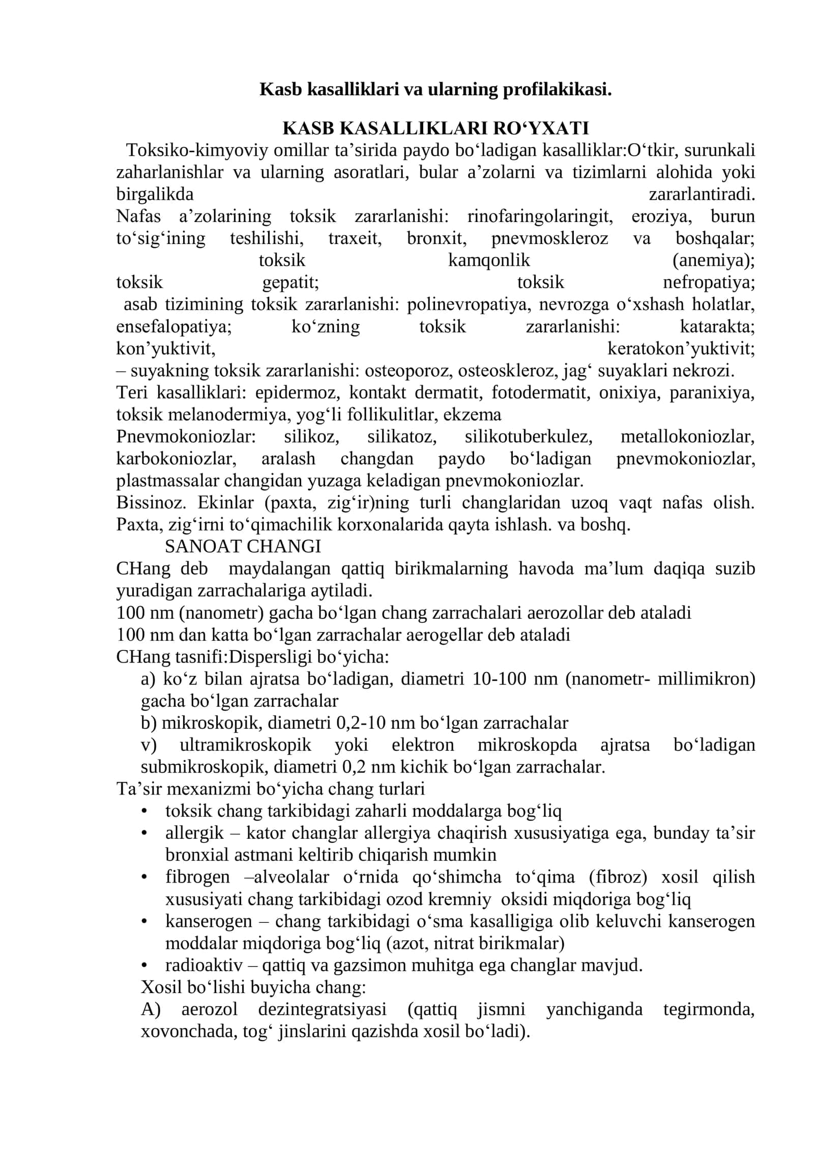 Kasb kasalliklari va ularning profilakikasi 1