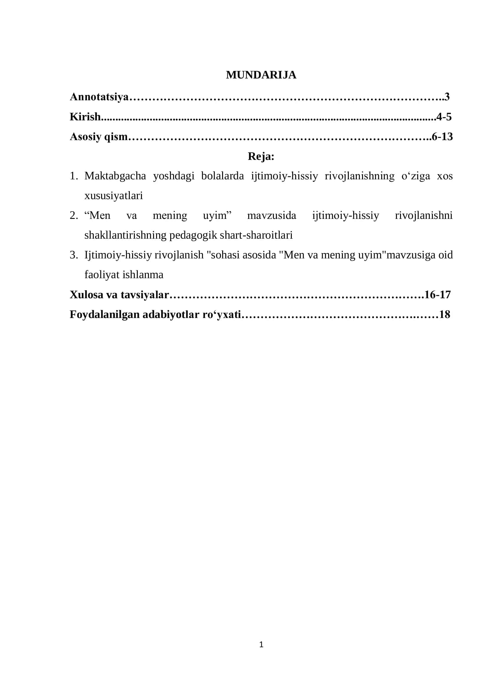 IJTIMOIY-HISSIY RIVOJLANISH "SOHASI ASOSIDA "MEN VA MENING UYIM" 1