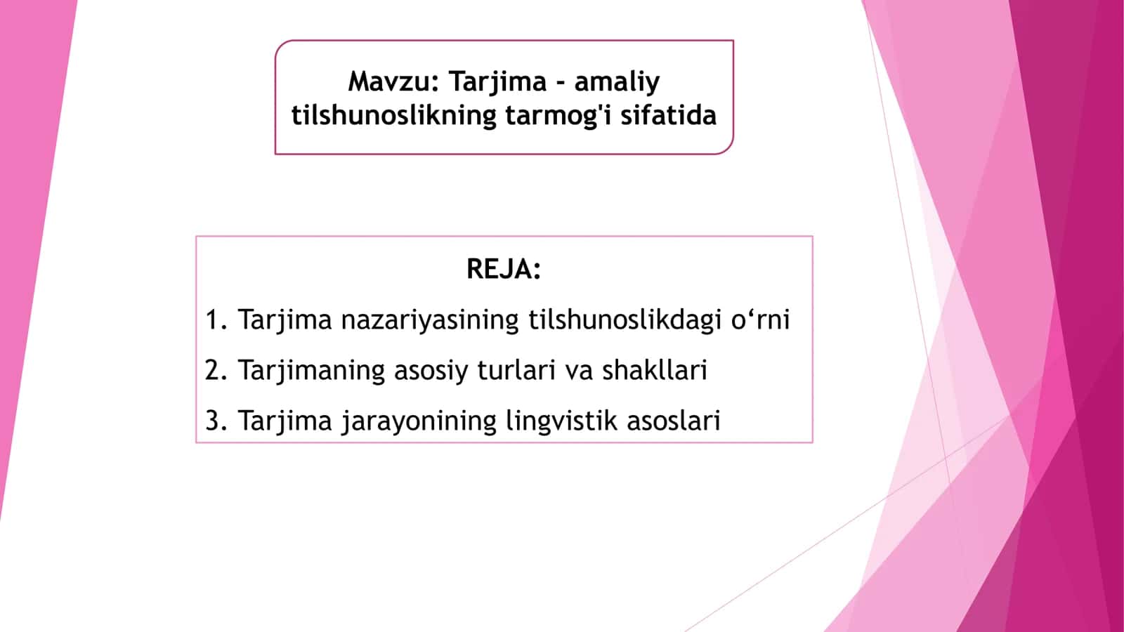 Tarjima -amaliy tilshunoslikning tarmog'i sifatida 1