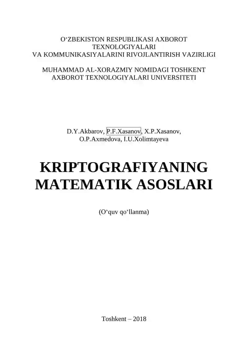 KRIPTOGRAFIYANING MATEMATIK ASOSLARI