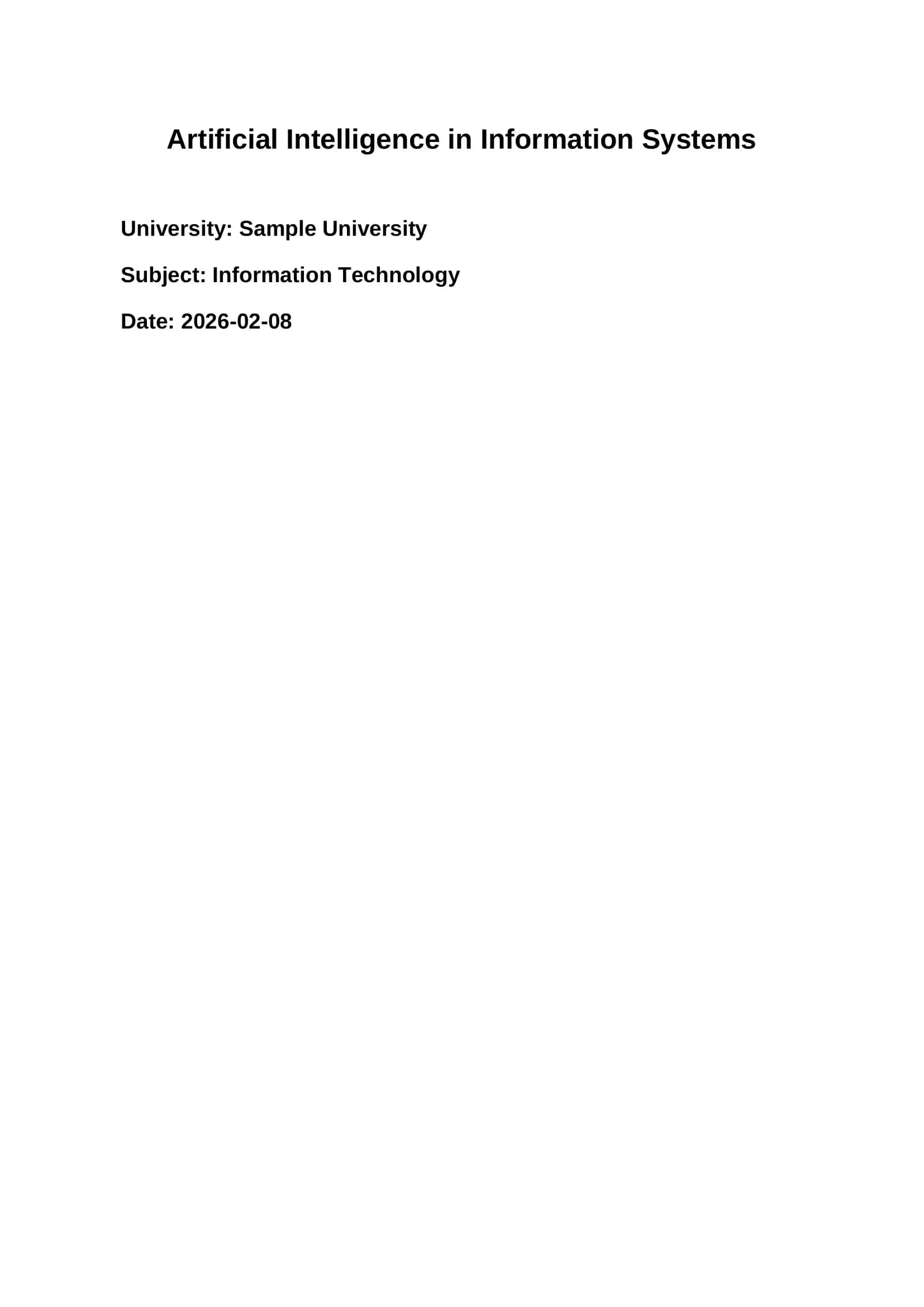 Artificial Intelligence in Information Systems 1