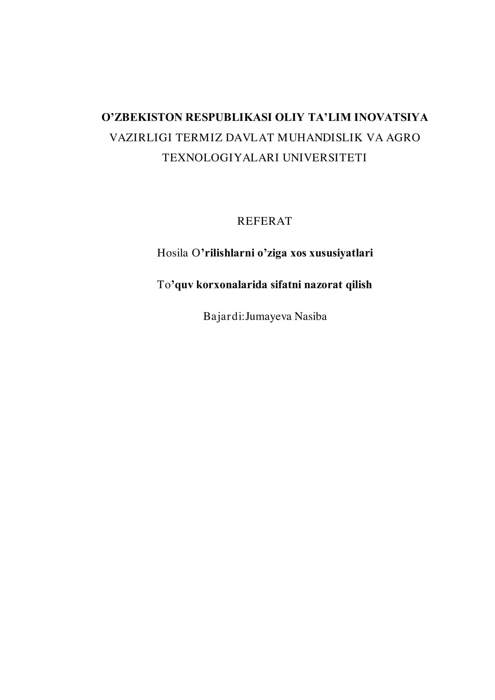 Hosila O‘rilishlarni o‘ziga xos xususiyatlari 1
