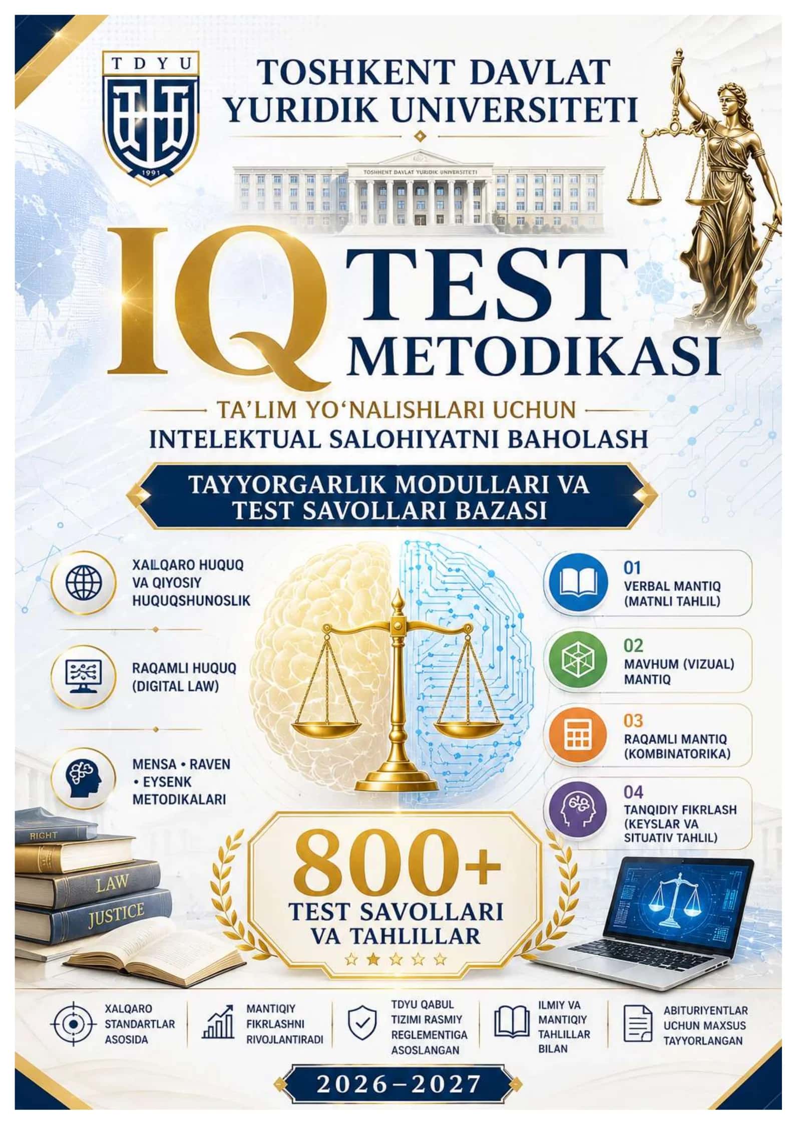 YURIDIK UNIVERSITETI KIRISH IQ TESTLARI INTELEKTUAL SALOHIYATNI BAHOLASh 2026 YIL 1