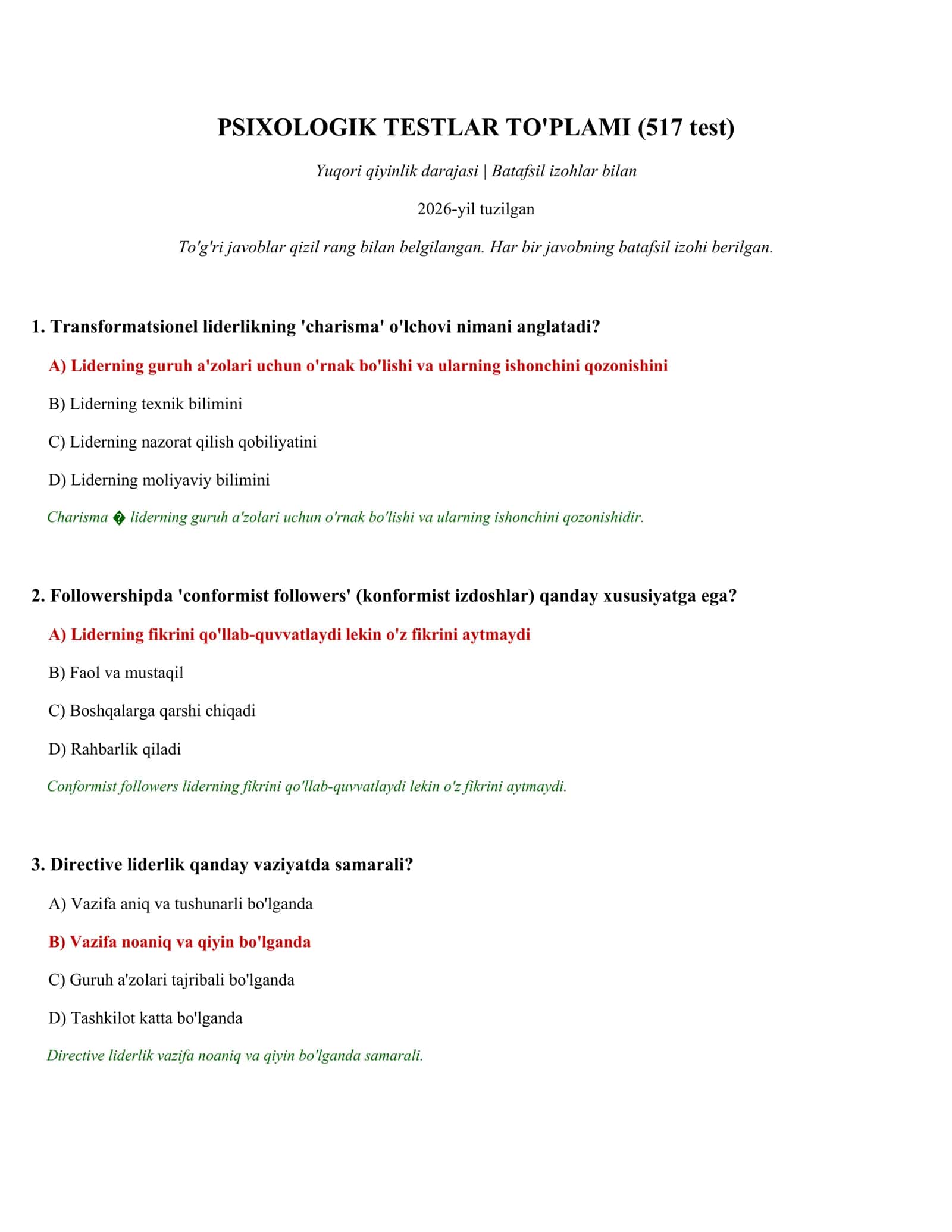 PSIXOLOGIK TESTLAR TO'PLAMI (517 test) 1