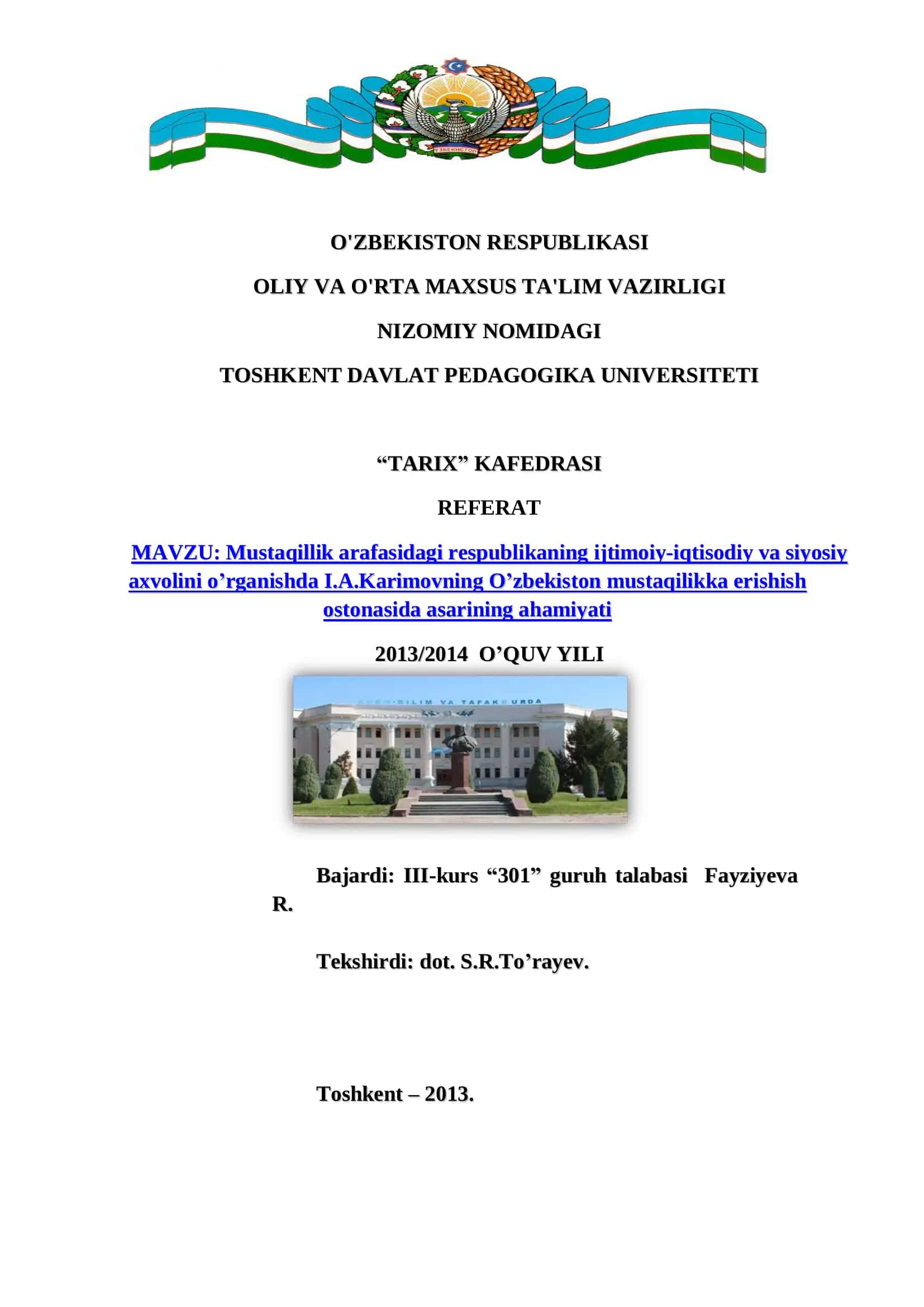 O'zbekiston mustaqillikka erishish ostonasida 1